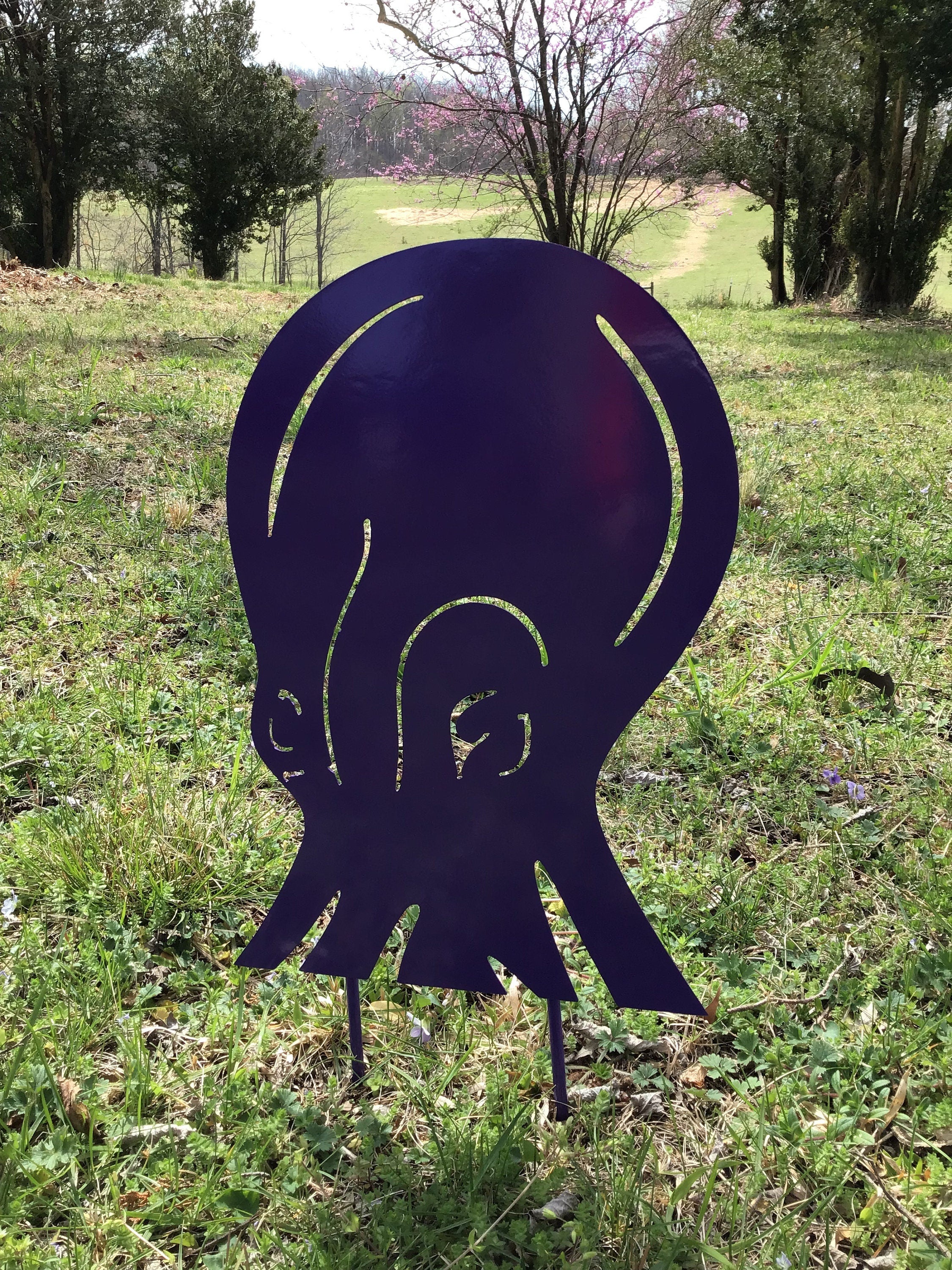 Purple 5 Piece Octopus Set Yard Art Lawn Decor Powder Coat Garden Decor