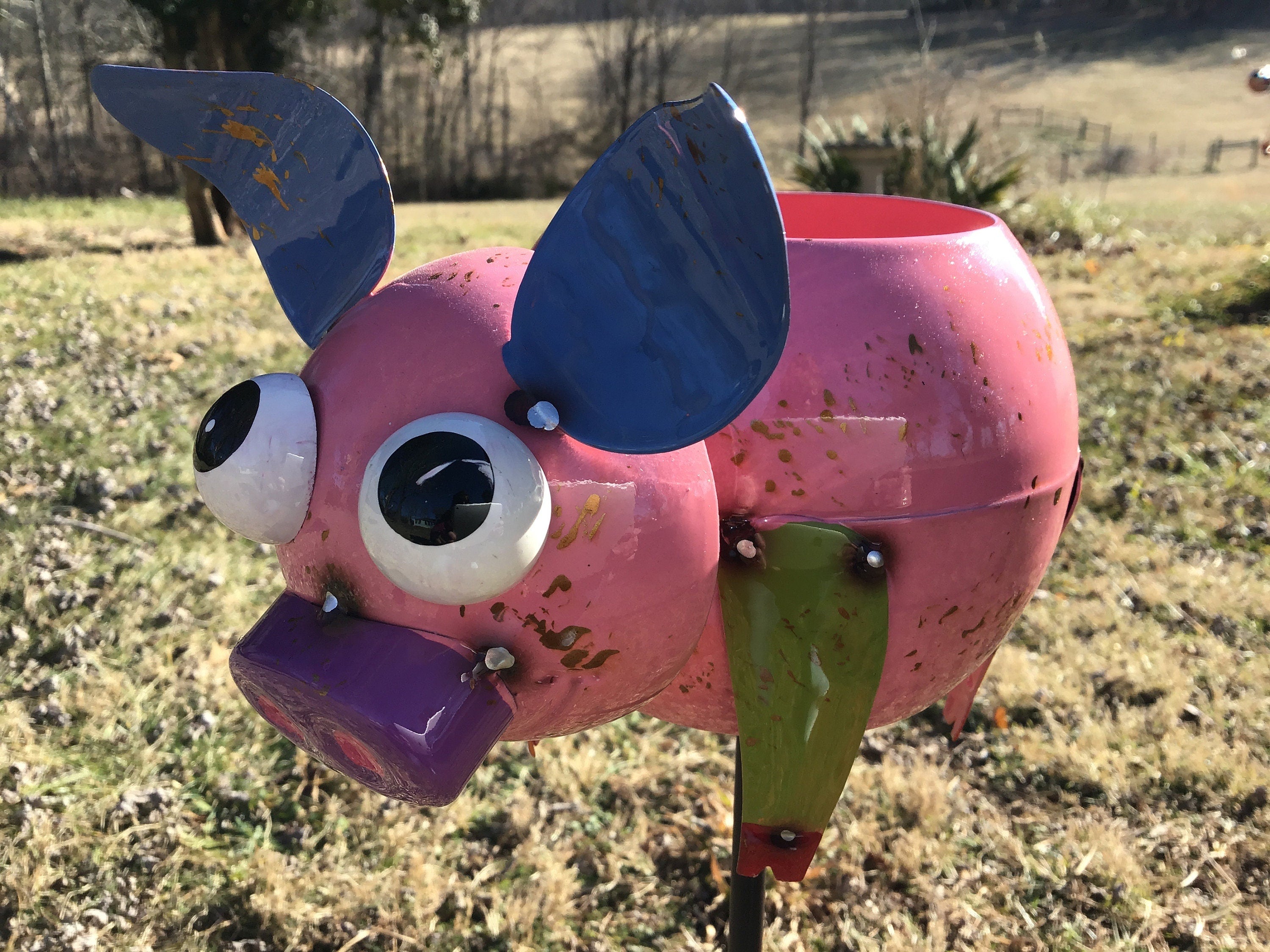 Pig Planter Garden Stake Pig Garden Decor Yard Art Small Planter Lawn Ornament Drink Holder