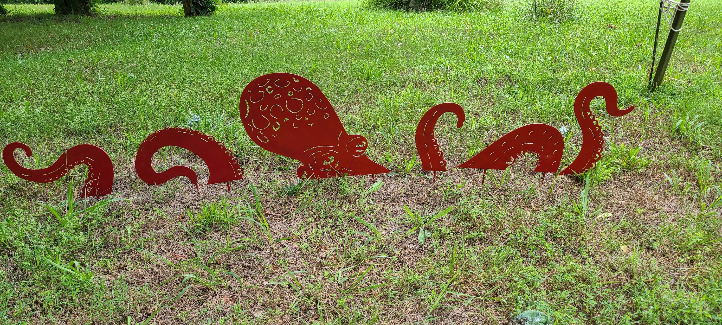 Giant Octopus Garden Stake Yard Art 6 Piece Set Octopus Garden