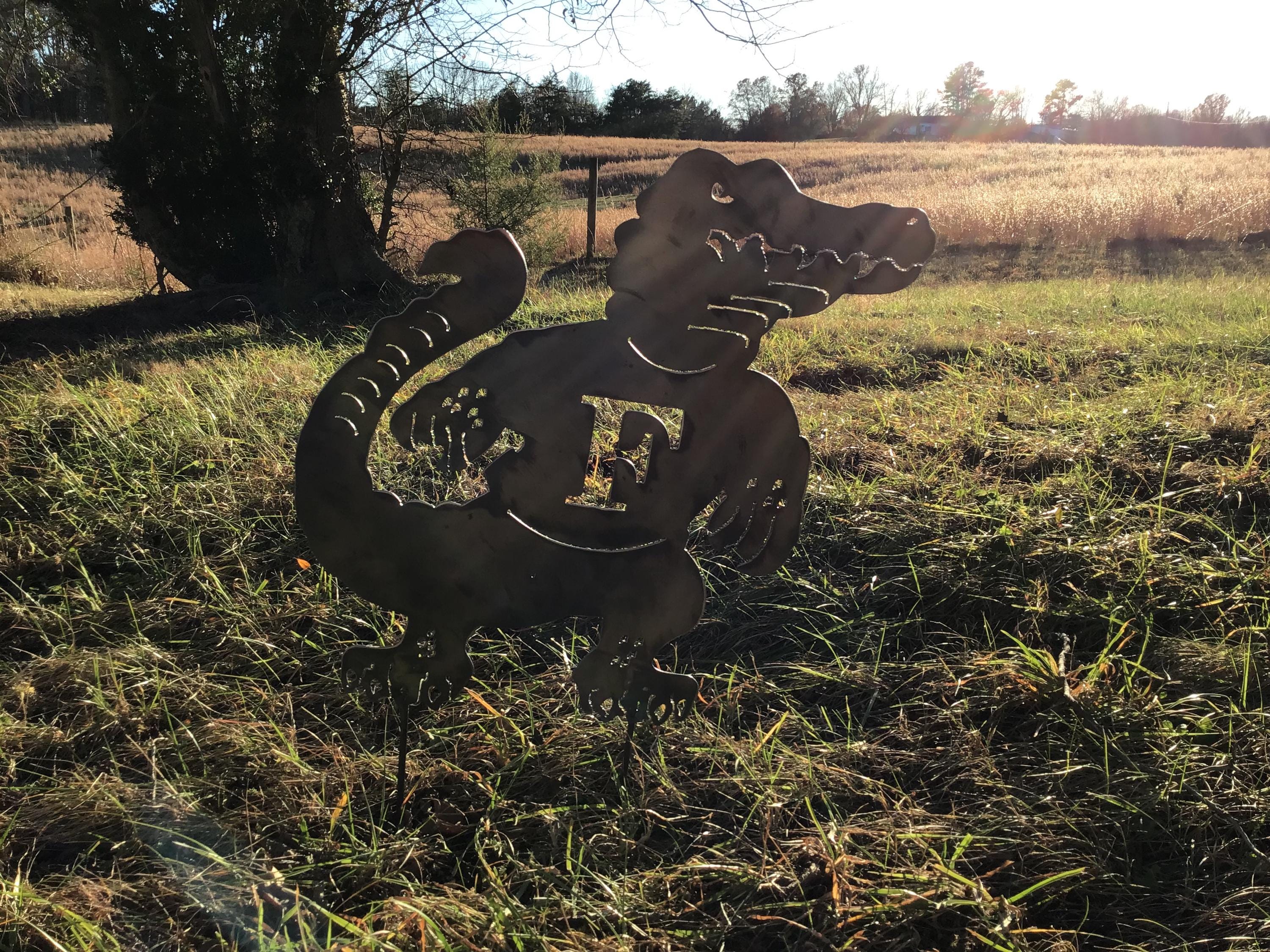 UF Gator Garden Stake Gators Yard Art Florida Alligator Metal Art Home Decor Garden Accessories Gator Sign