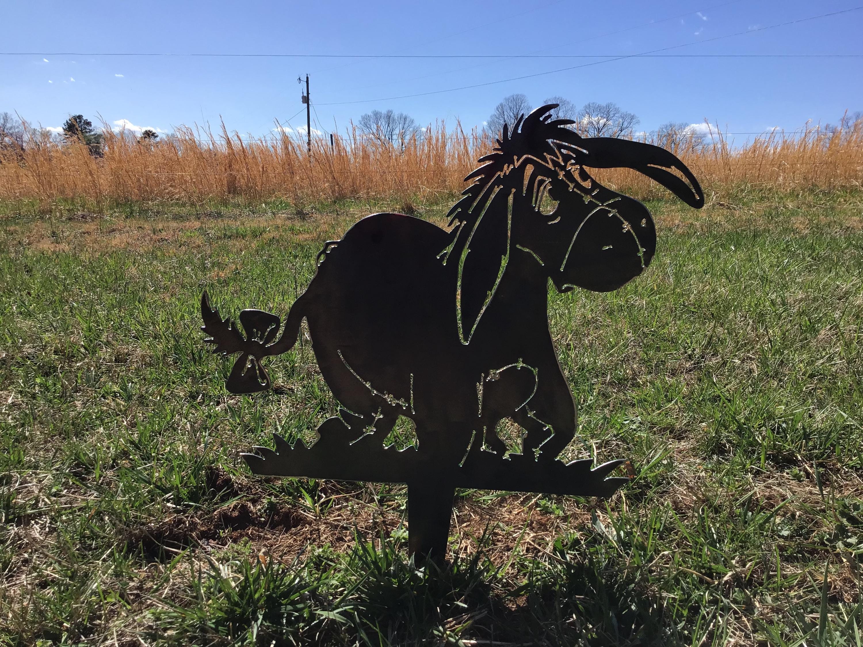 Eeyore Garden Stake Metal Art Eeyore Garden Decor Winnie the Pooh Metal Yard Art Home Accents Garden Gifts