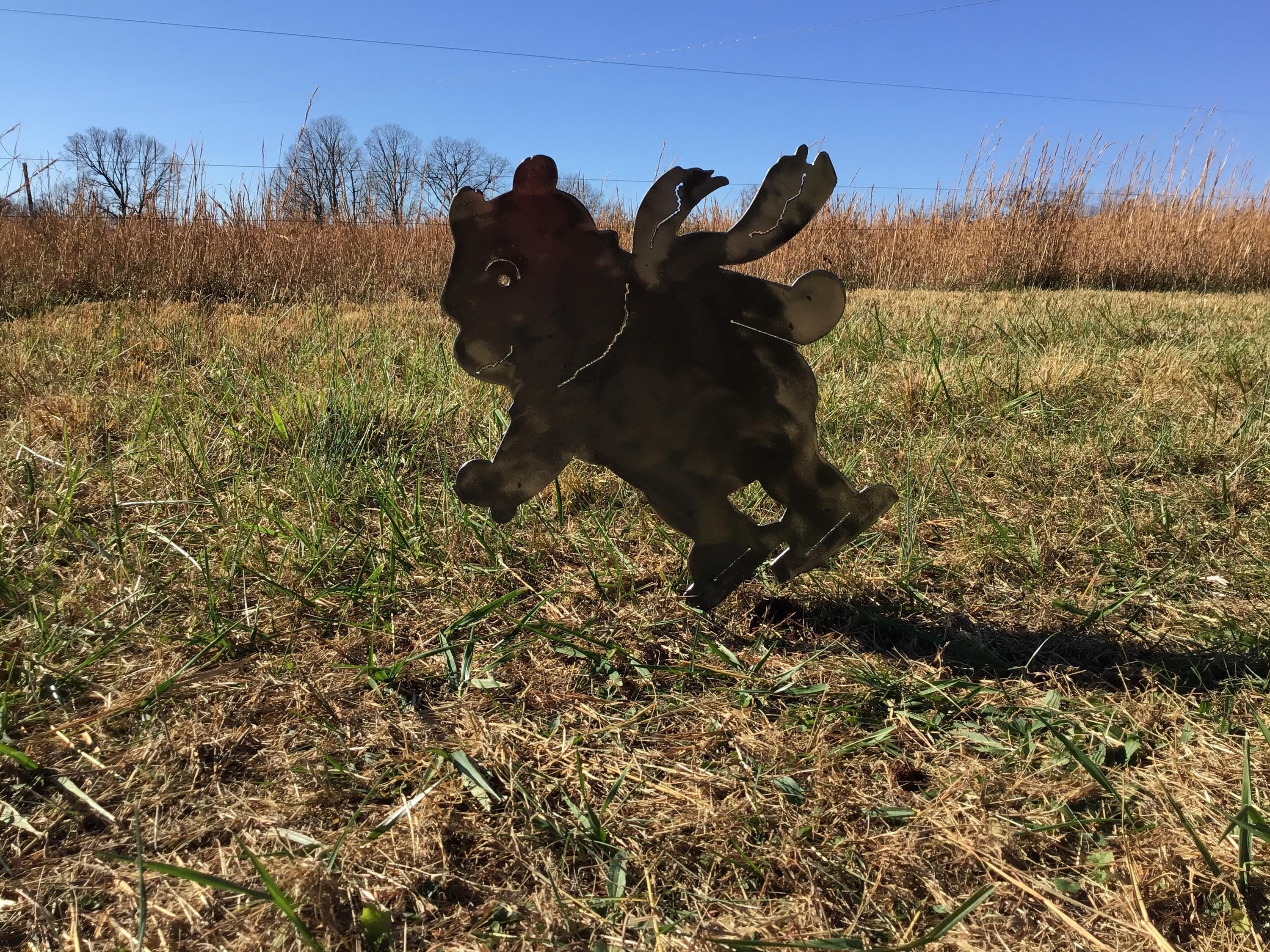 Winnie the Pooh Ice Skating Garden Stake Metal Art Yard Decor Holiday Decoration Home Gifts Garden Accents