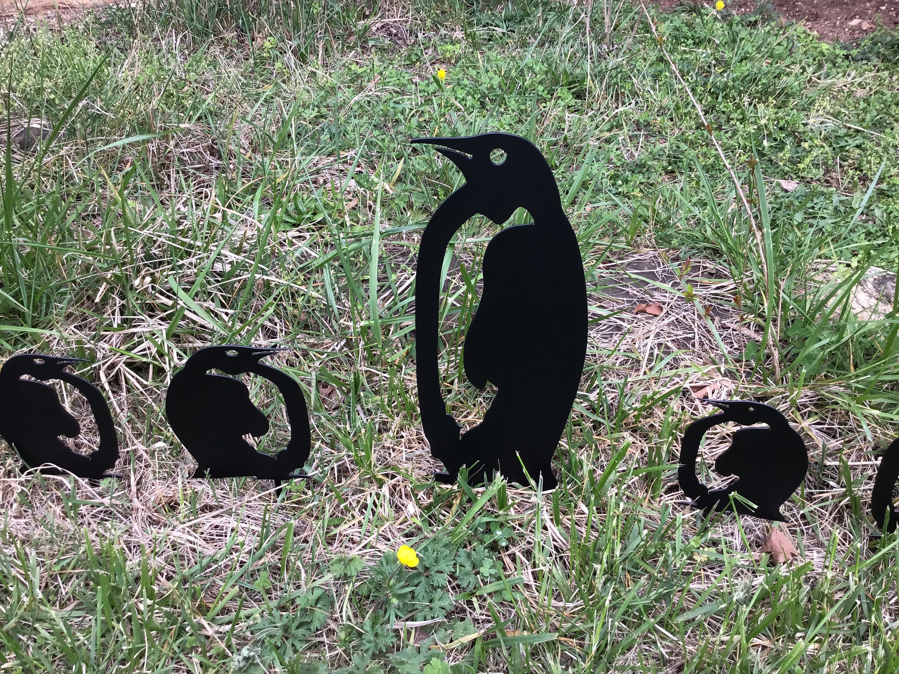 Penguin Garden Stakes Penguin Family Flower Bed Border Lawn Stakes