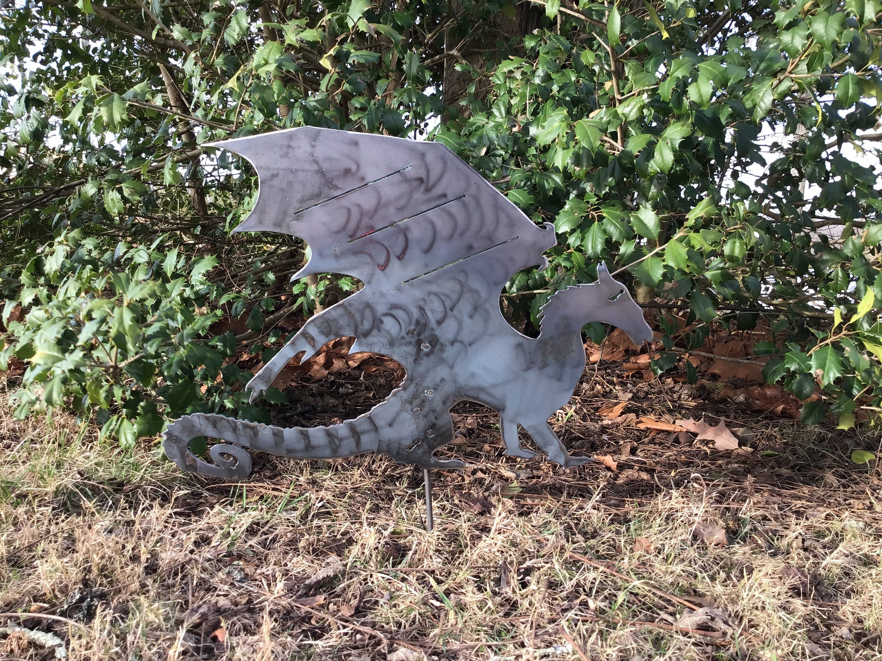 Banshee Garden Stake Avatar Metal Art Yard Art Avatar Garden Art Flying Dragon