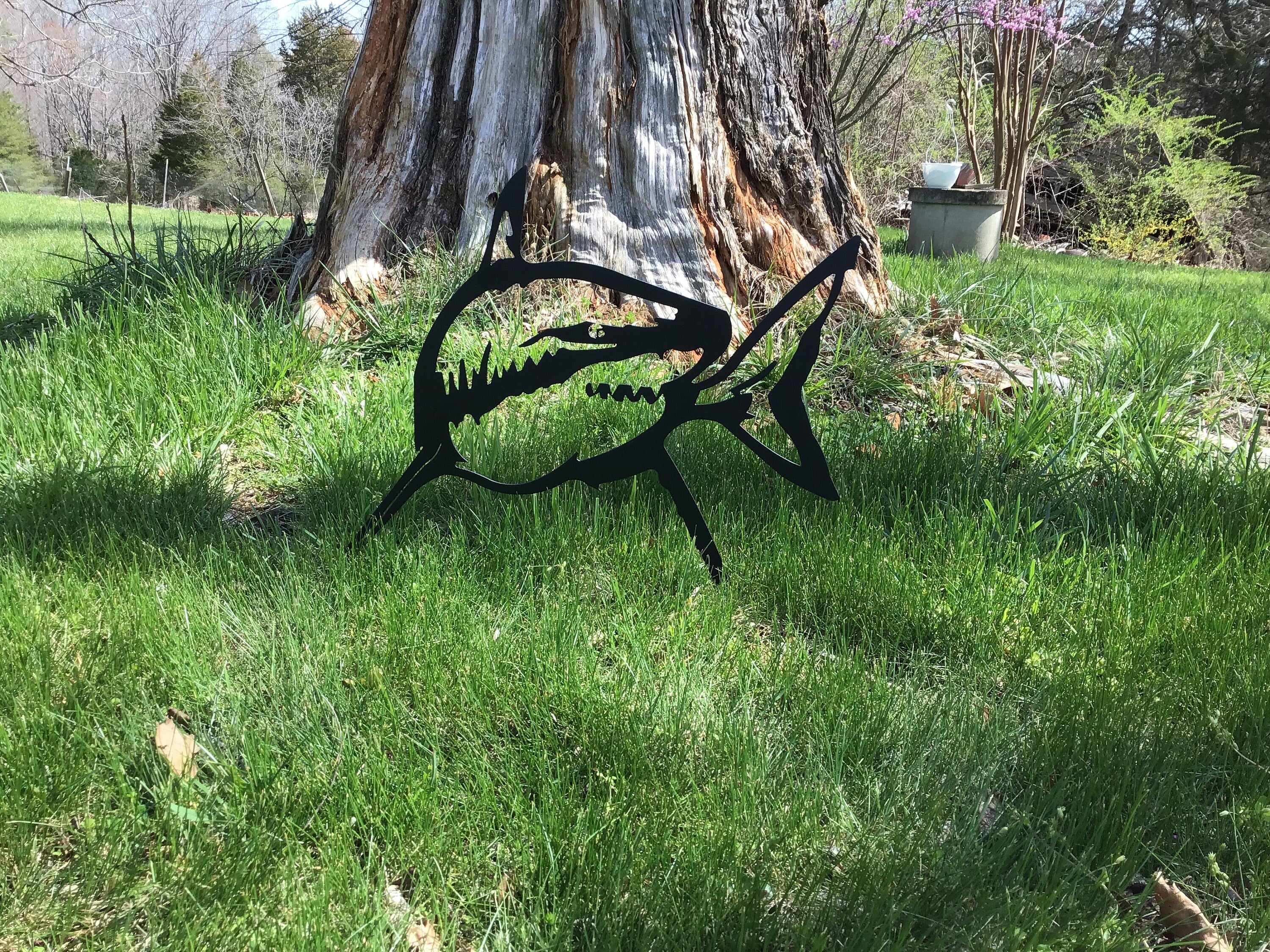 Shark Metal Art Shark Garden Stake Yard Art Metal Shark Garden Art