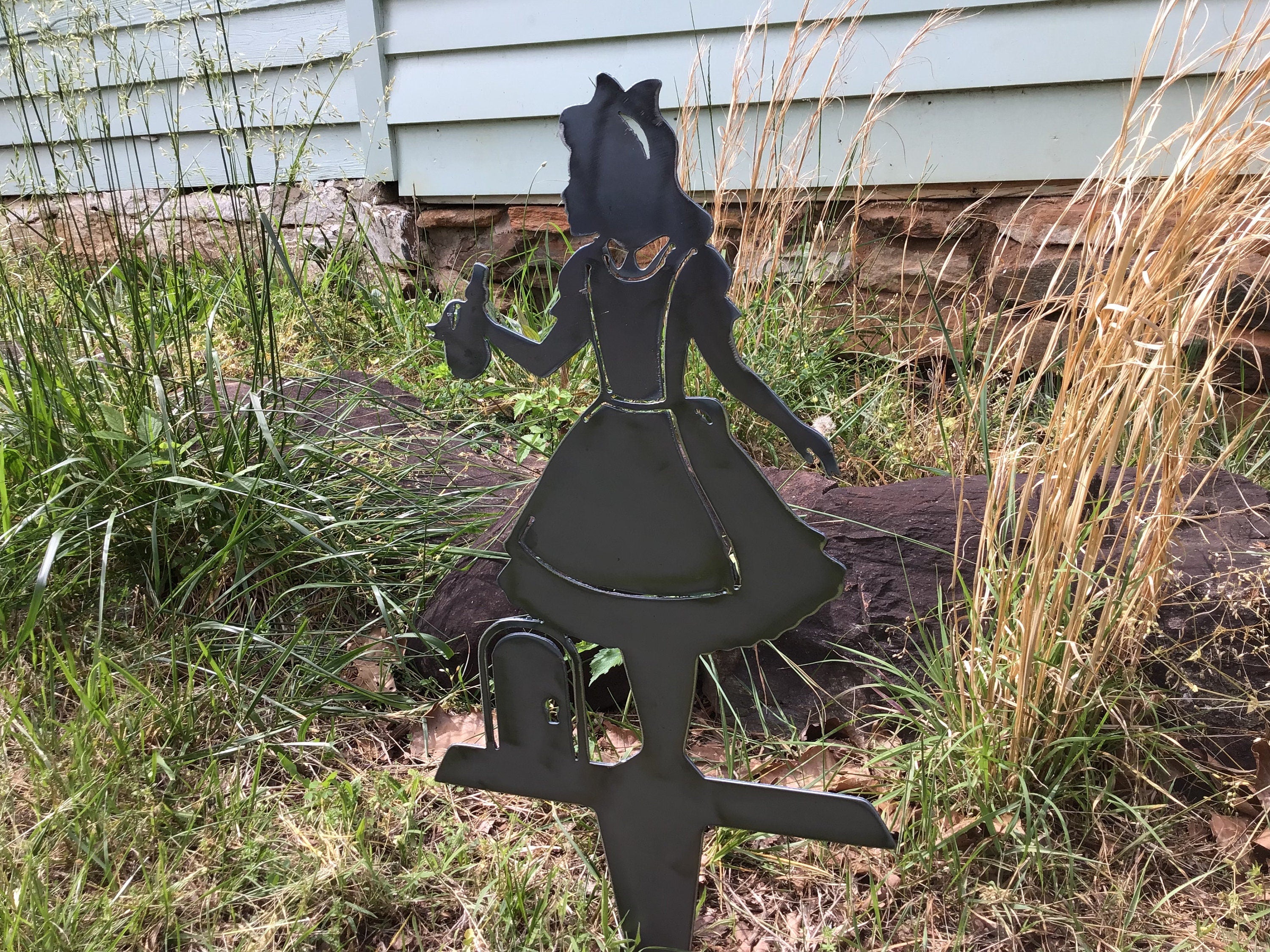 Alice in Wonderland Garden Stake Yard Stakes Garden Accents Alice Metal Art