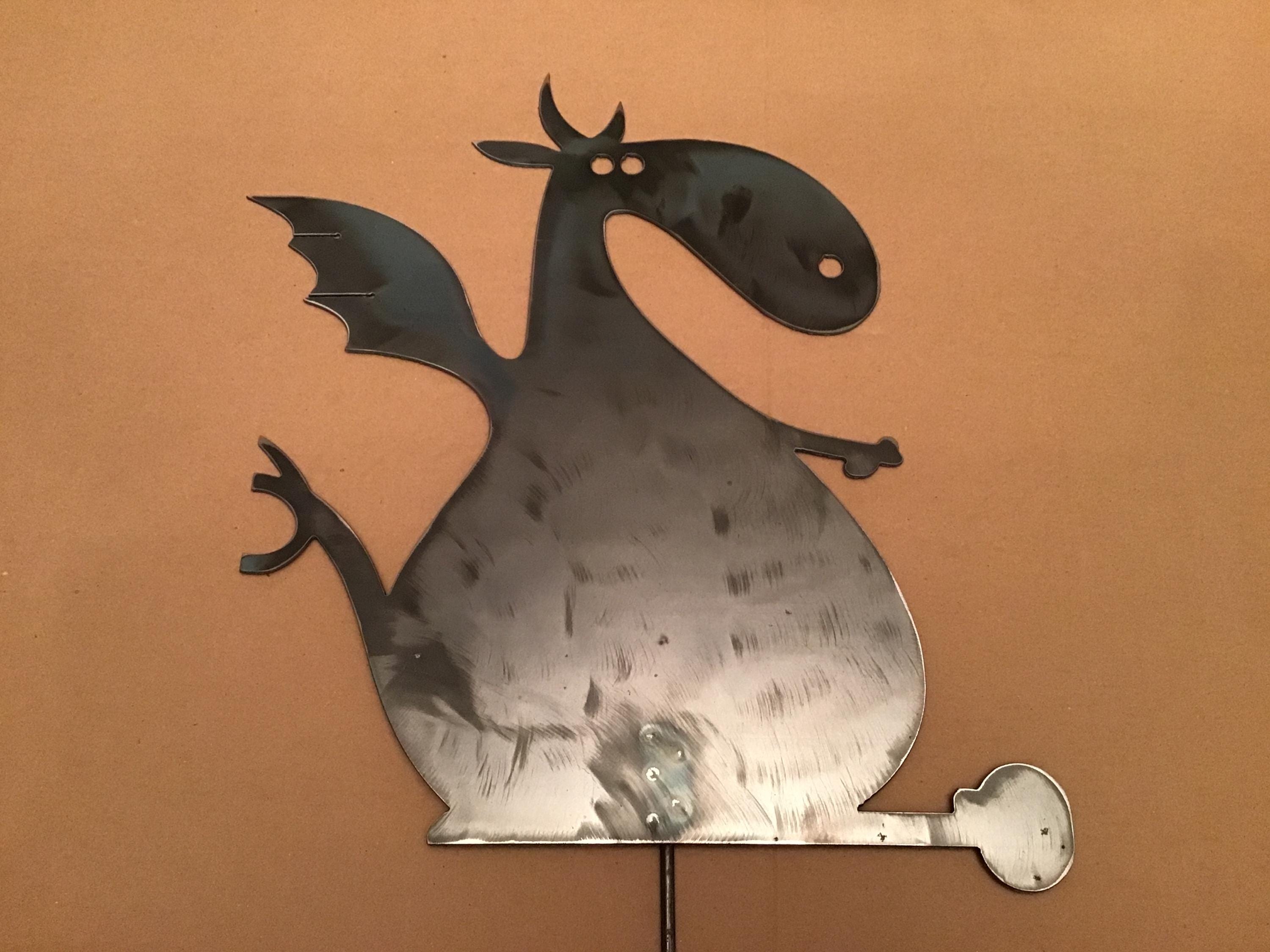 Winged Dragon Garden Stake Yard Art Metal Art Home Decor Outdoor Decoration