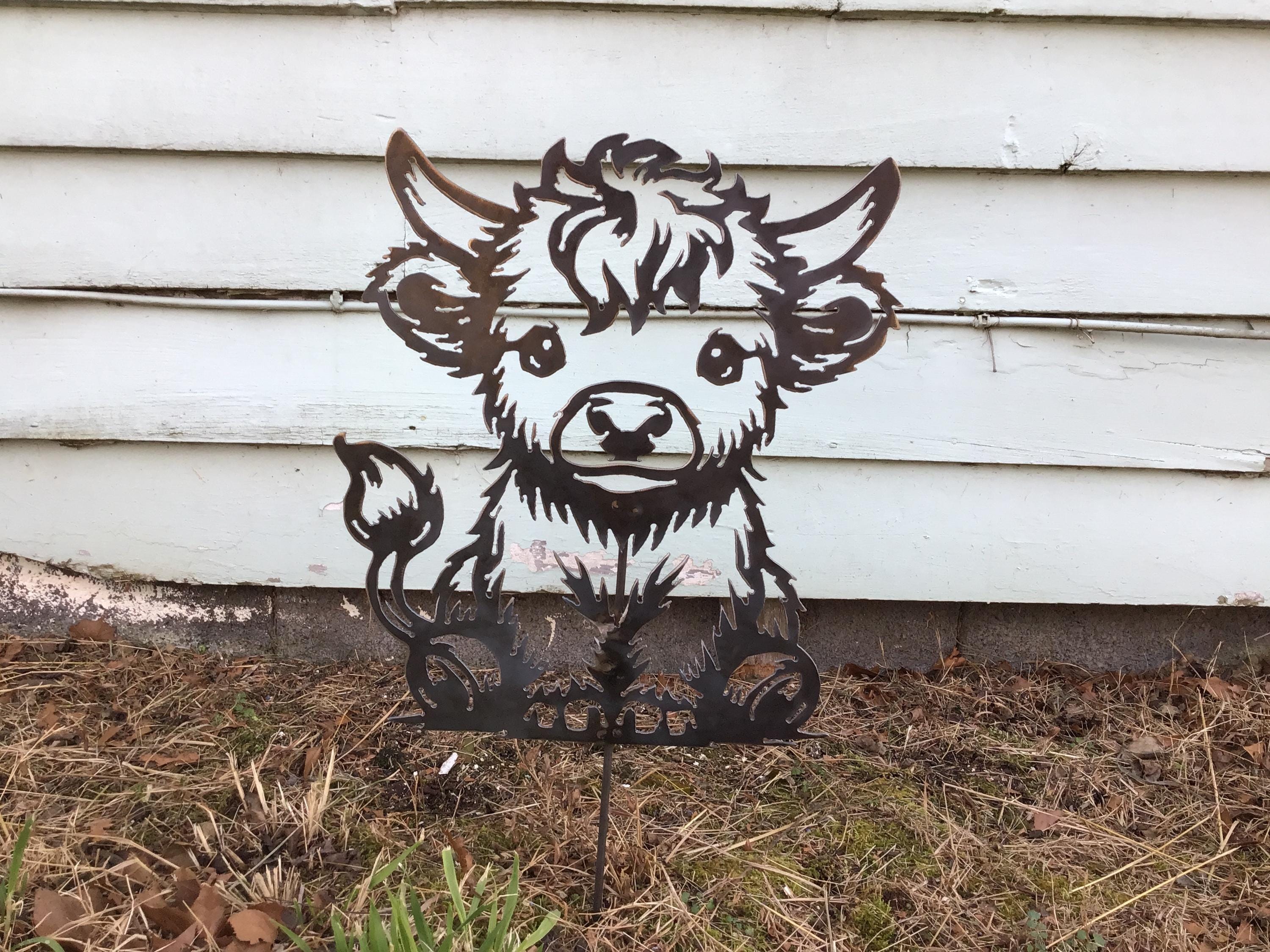 Highland Cow Garden Stake Yard Art Wall Art Cow Metal Art Farm Signs Home Decor