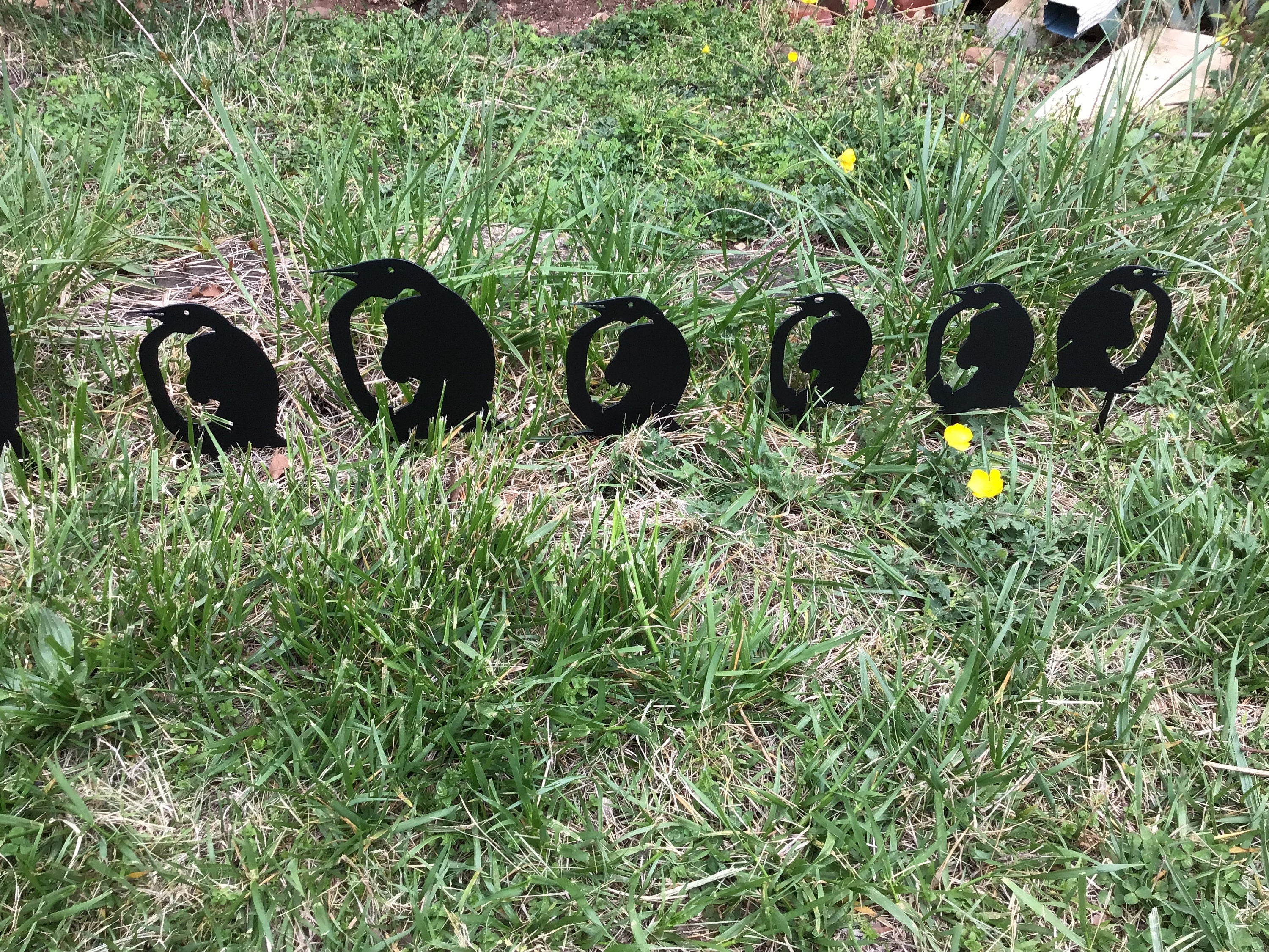 Penguin Garden Stakes Penguin Family Flower Bed Border Lawn Stakes