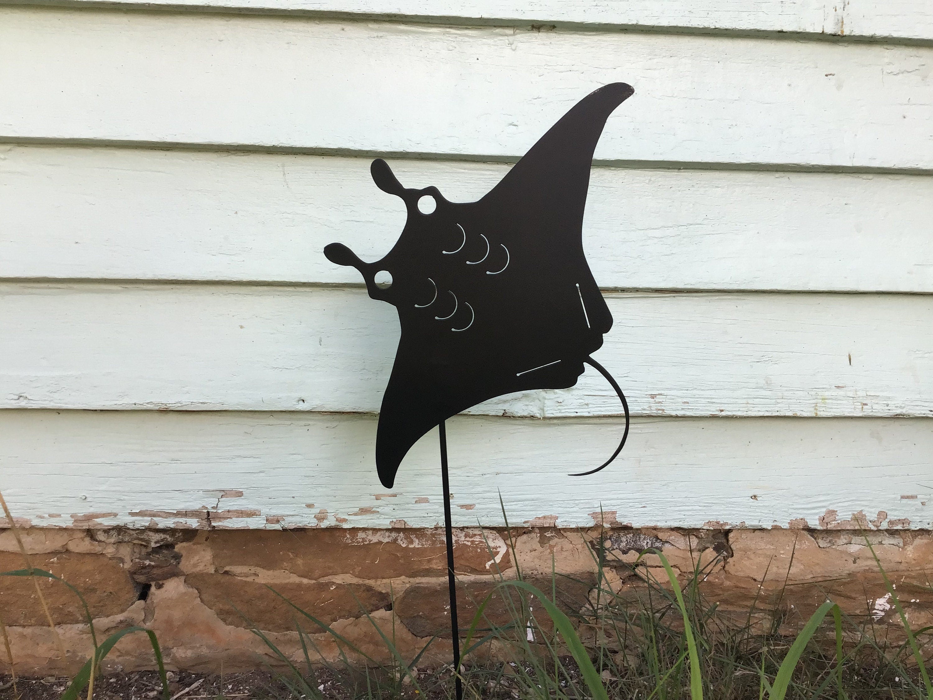 Manta Ray Garden Stake Stingray Yard Stake Sea Creatures Garden Art Metal Art