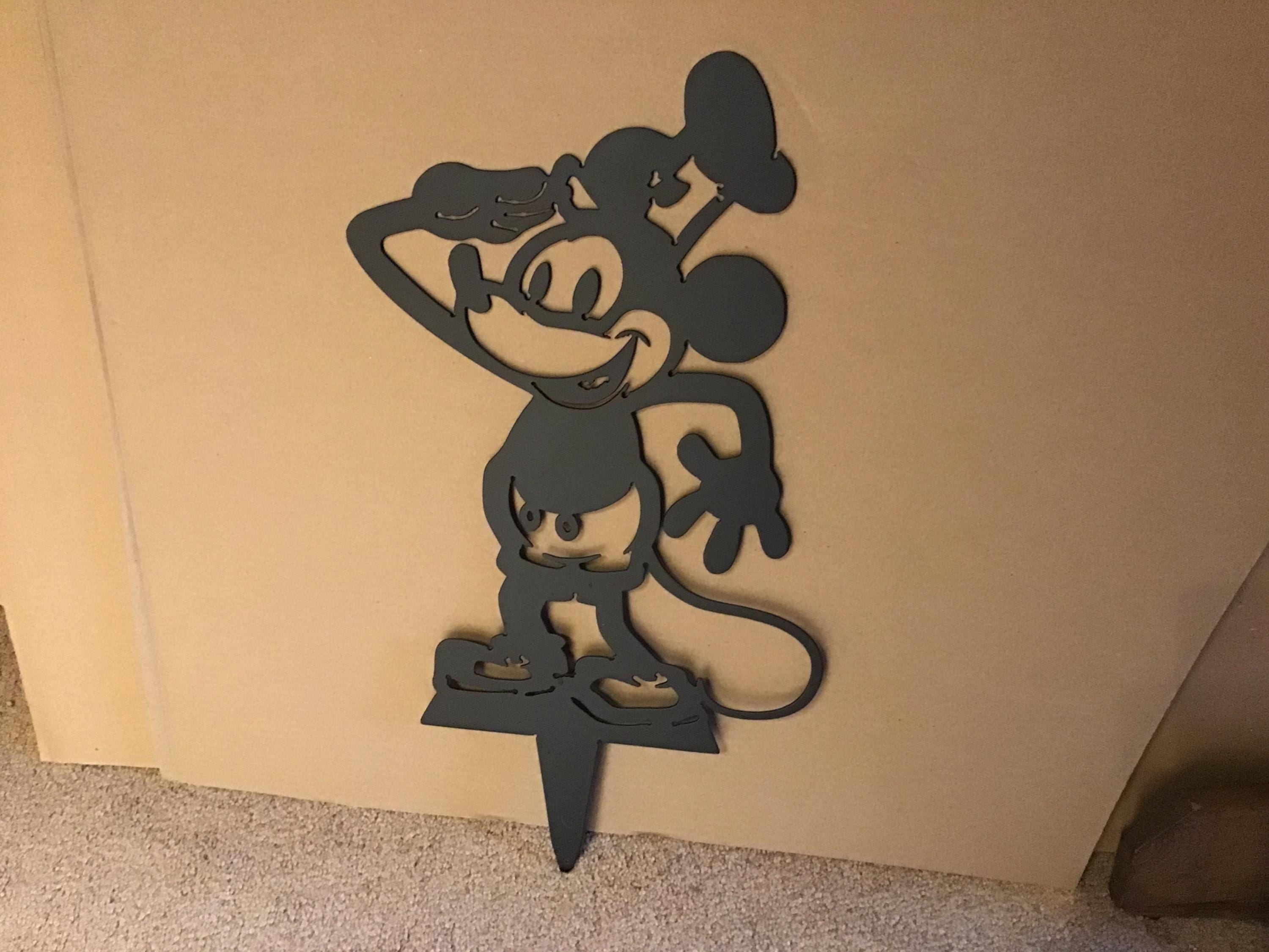 Steamboat Willie Yard Stake Garden Art Metal Art Metal Yard Art Disney Garden Stake Disney Metal Art Gardening Gifts Home Decor