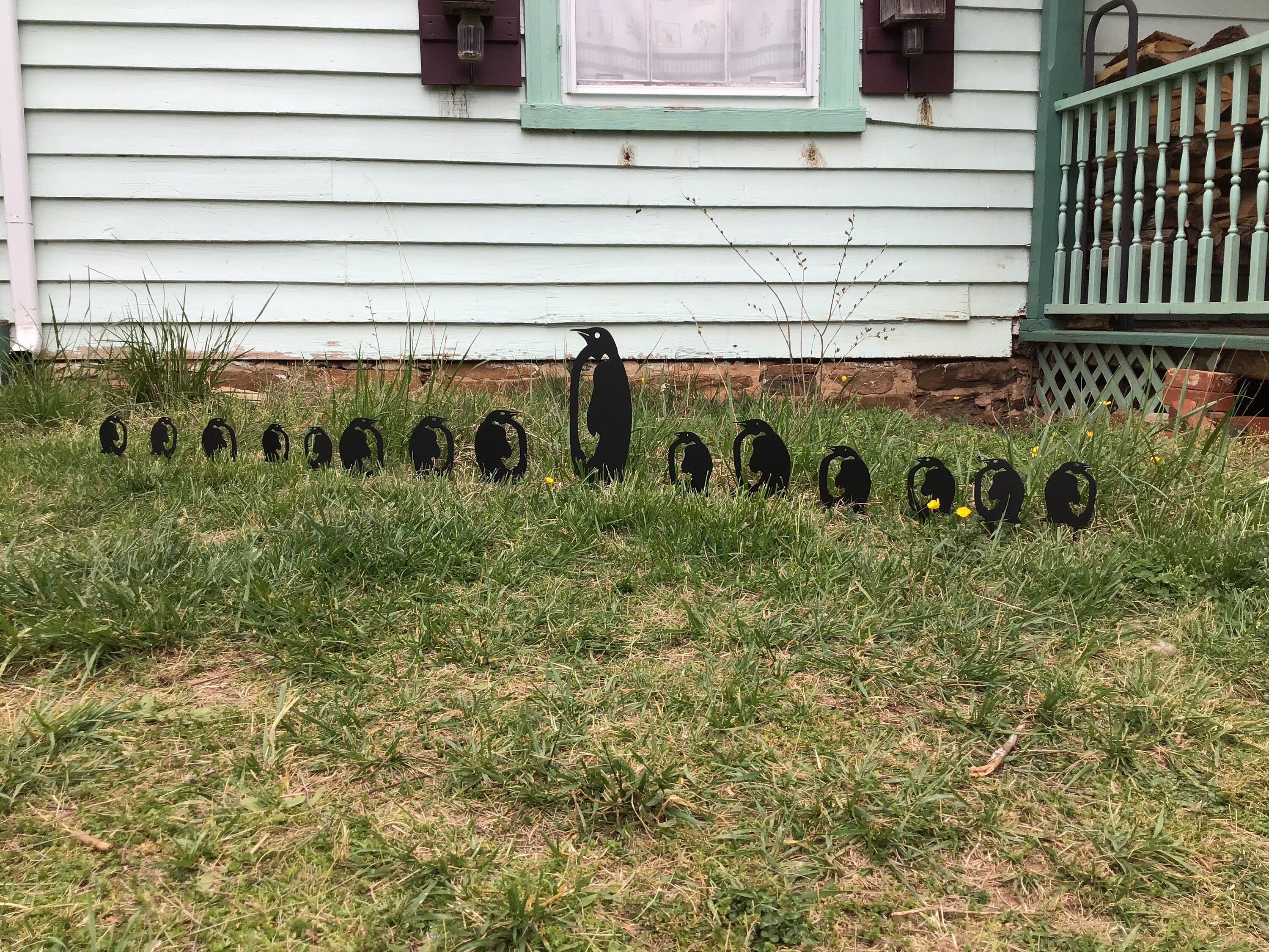 Penguin Garden Stakes Penguin Family Flower Bed Border Lawn Stakes