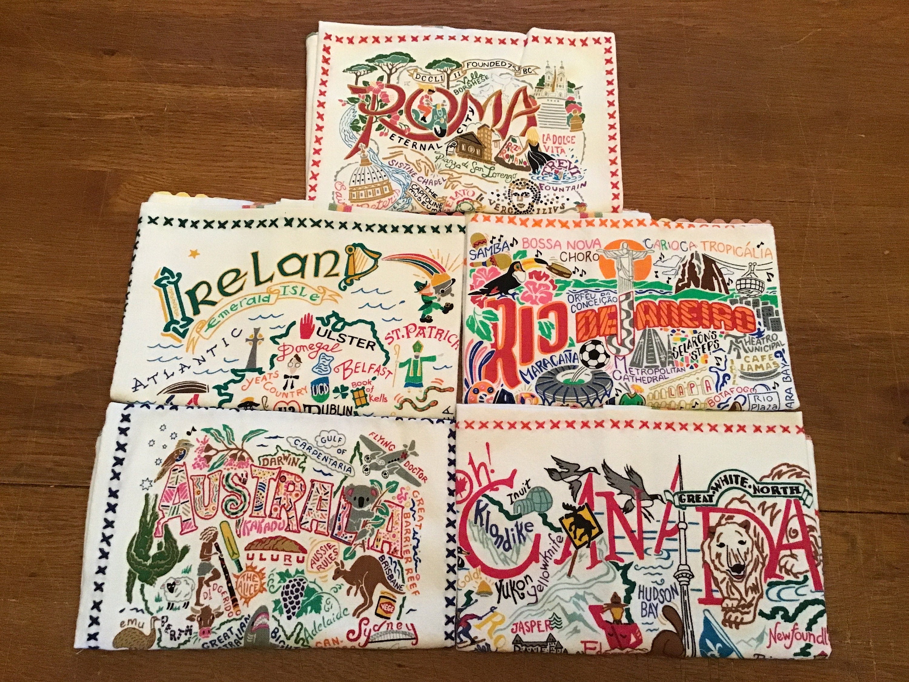 Catstudio Towels Australia Rio de Janeiro Ireland Canada Rome Souvenir Towels Dish Towels Hand Towels