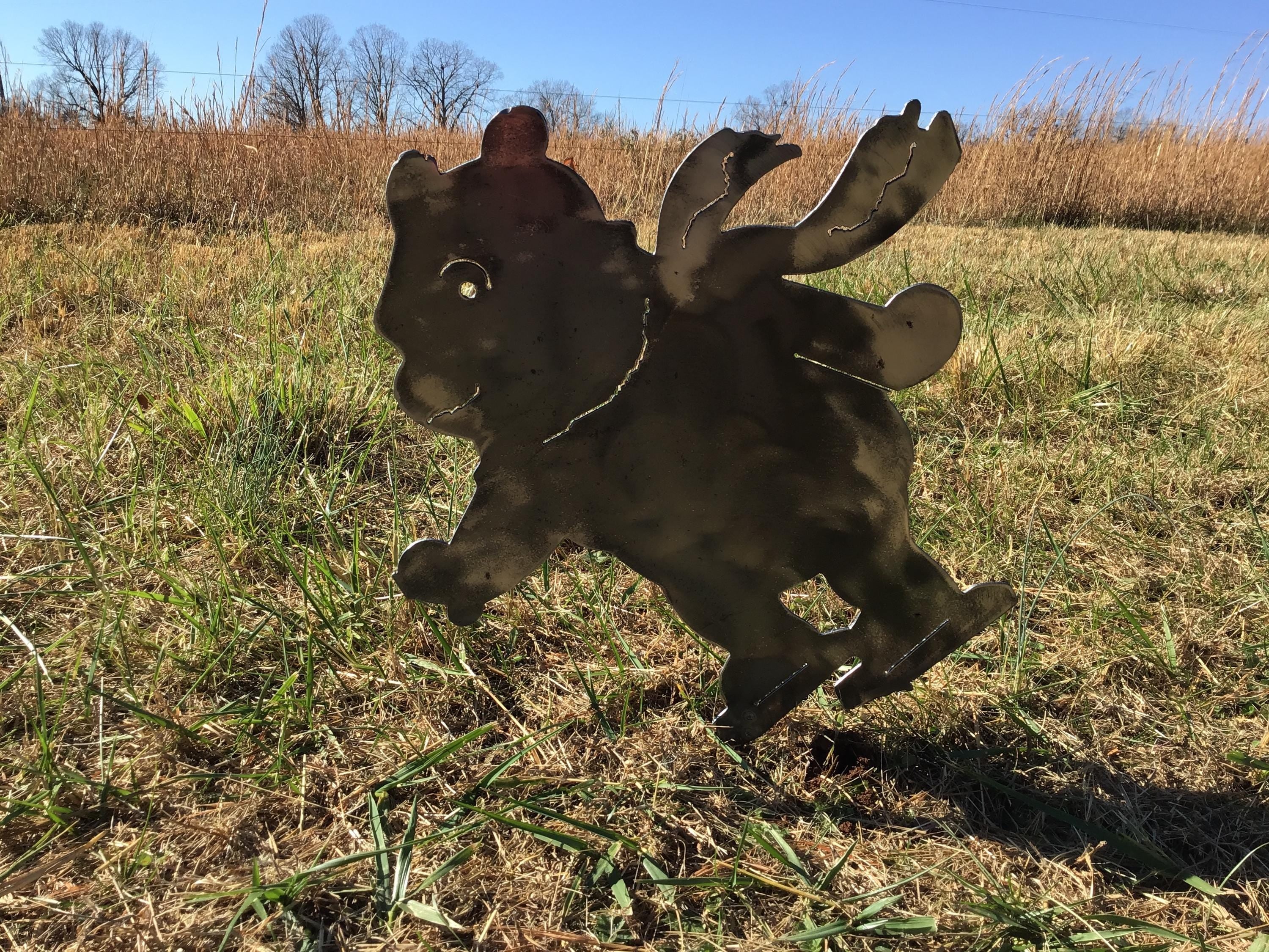 Winnie the Pooh Ice Skating Garden Stake Metal Art Yard Decor Holiday Decoration Home Gifts Garden Accents