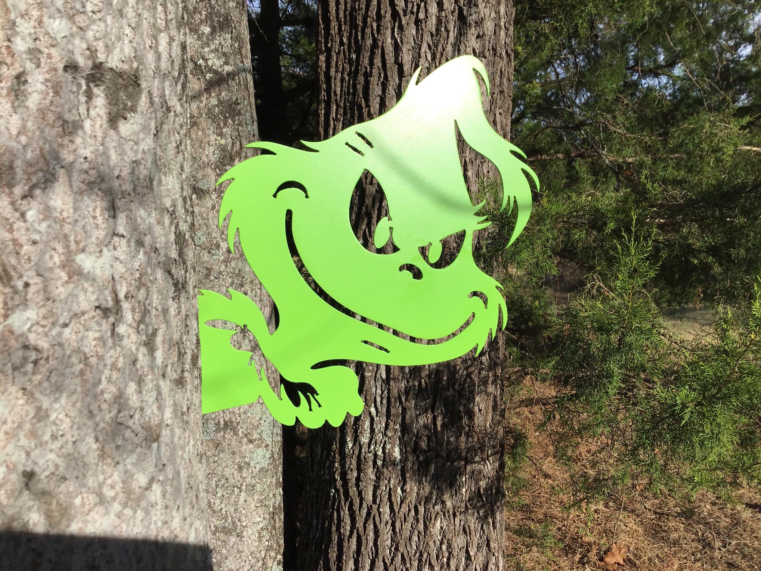 Grinch Metal Yard Art Indoor/Outdoor Christmas Decorations Grinch Metal Art 2 PC. Grinch Home Decor Grinch Green