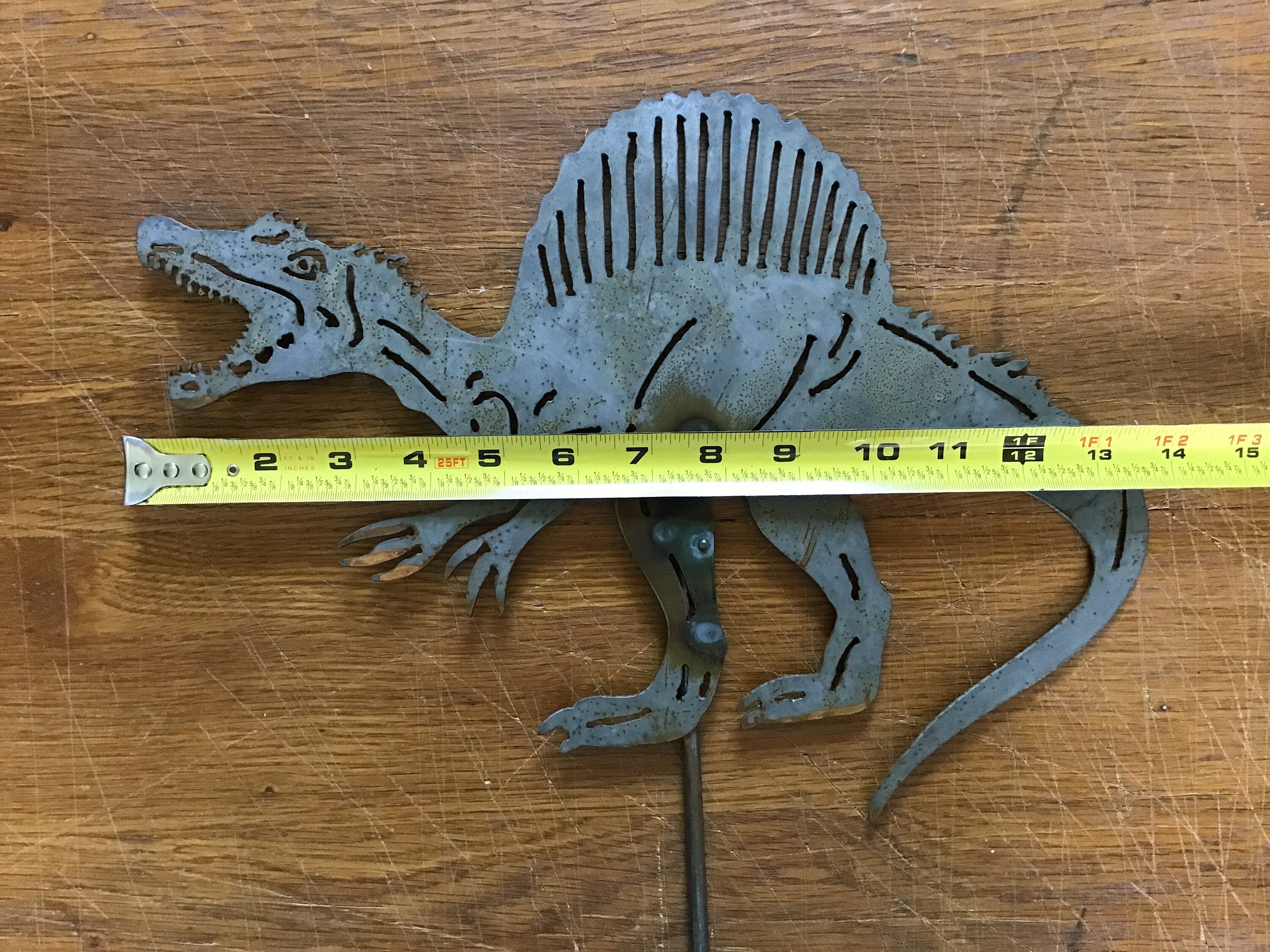 Dinosaur Garden Art Spinosaurus Garden Stake Metal Art Outdoor Metal Art Dinosaurs