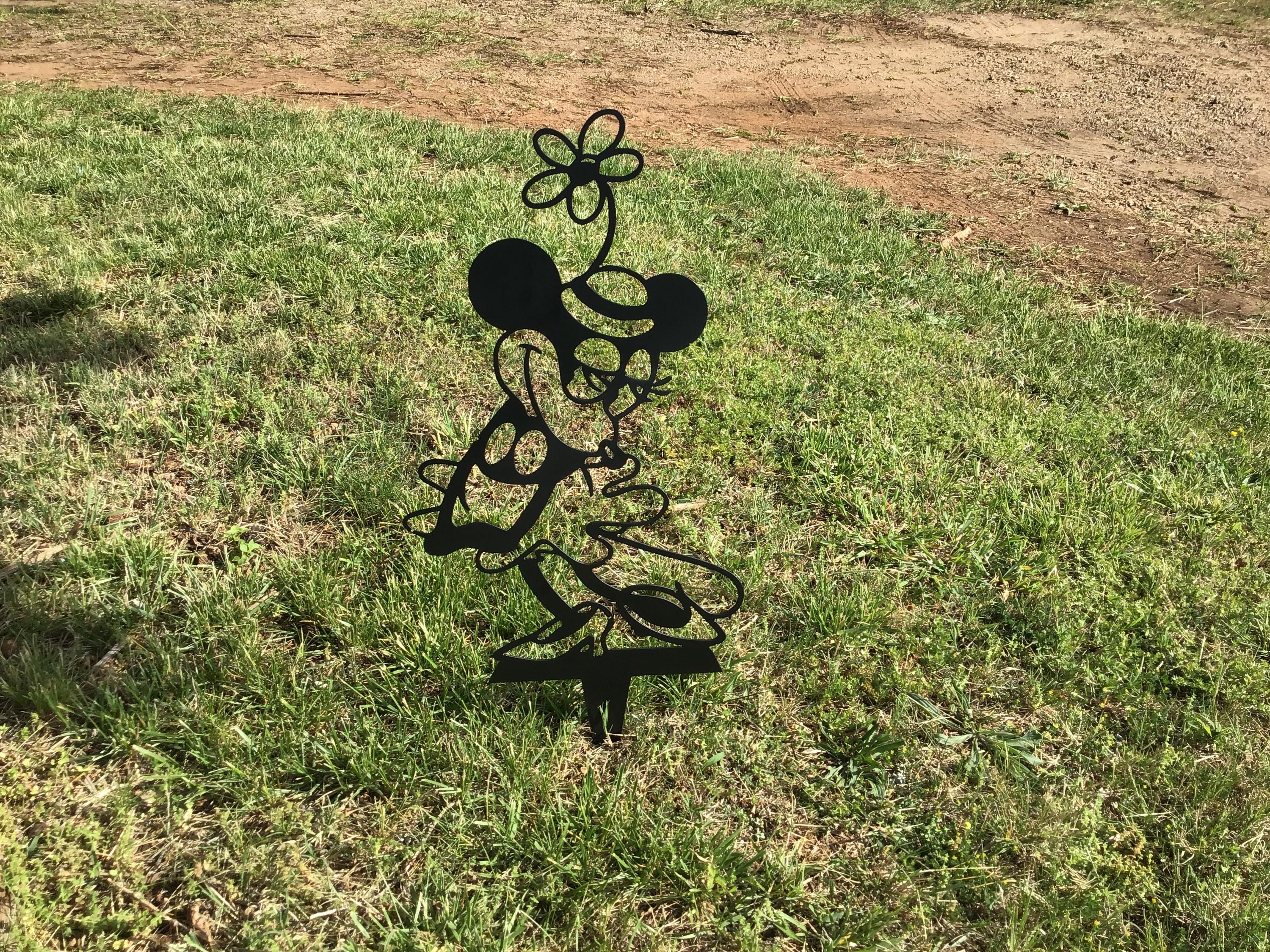 Minnie Mouse 1928 Style Garden Stake Yard Art Garden Metal Art Disney Garden Art