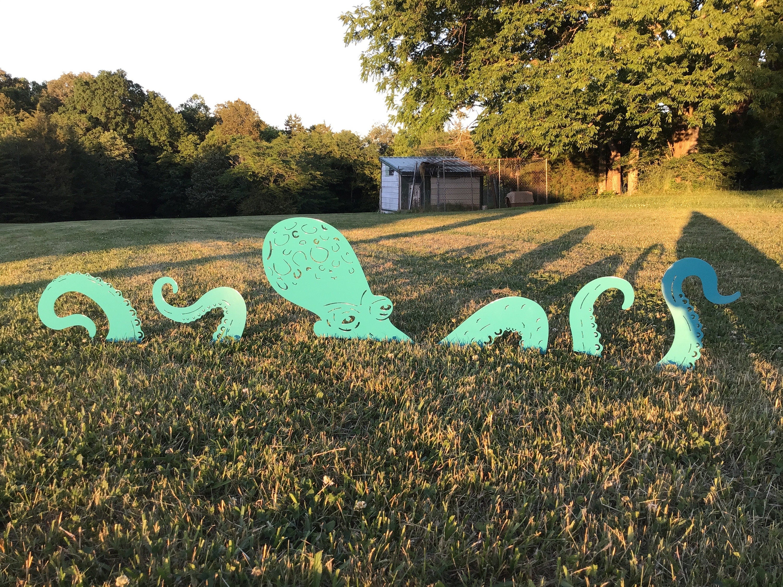 Giant Octopus Garden Stakes Yard Art Home Decor Octopus Metal Art Octopus Garden