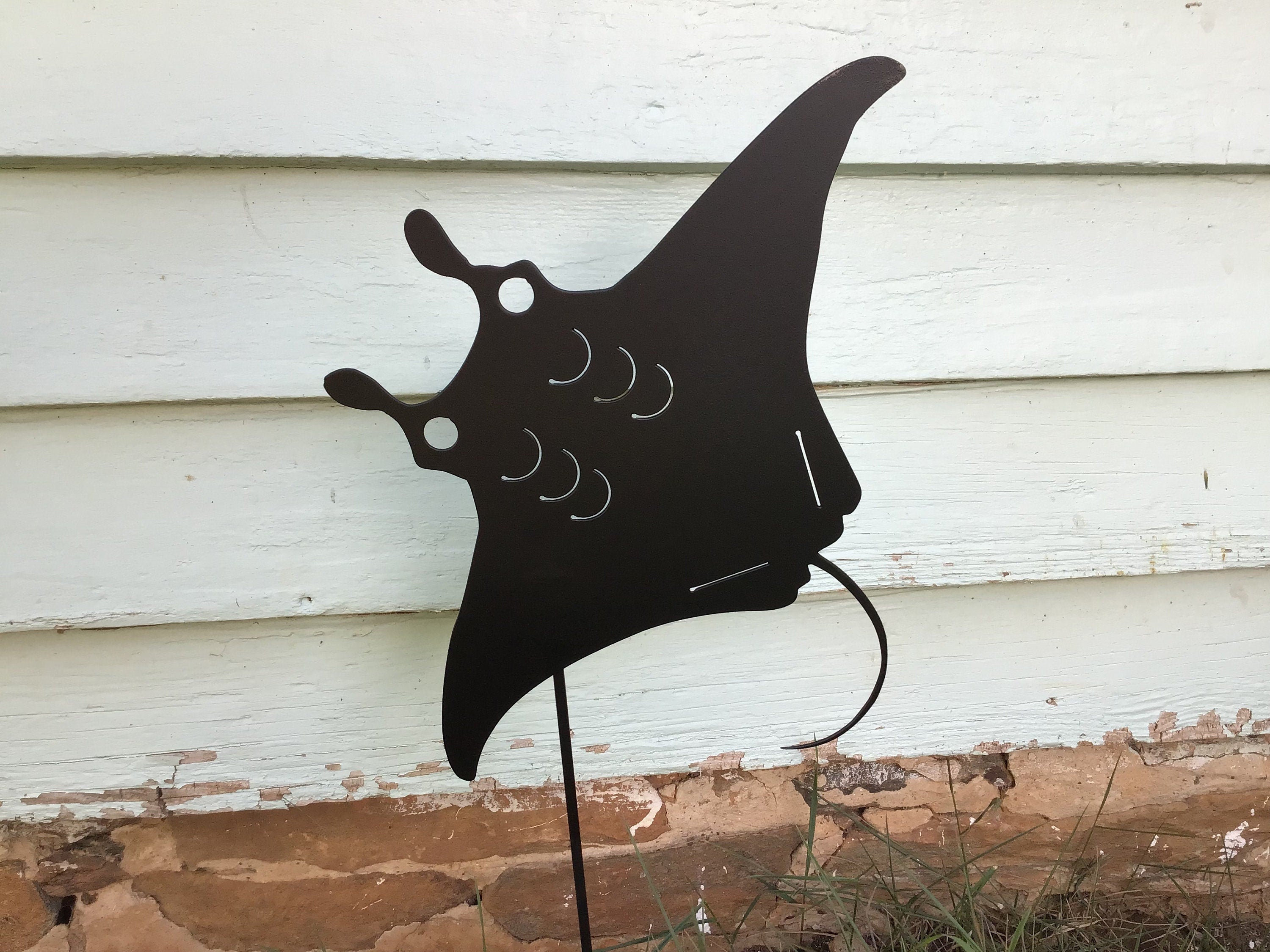 Manta Ray Garden Stake Stingray Yard Stake Sea Creatures Garden Art Metal Art