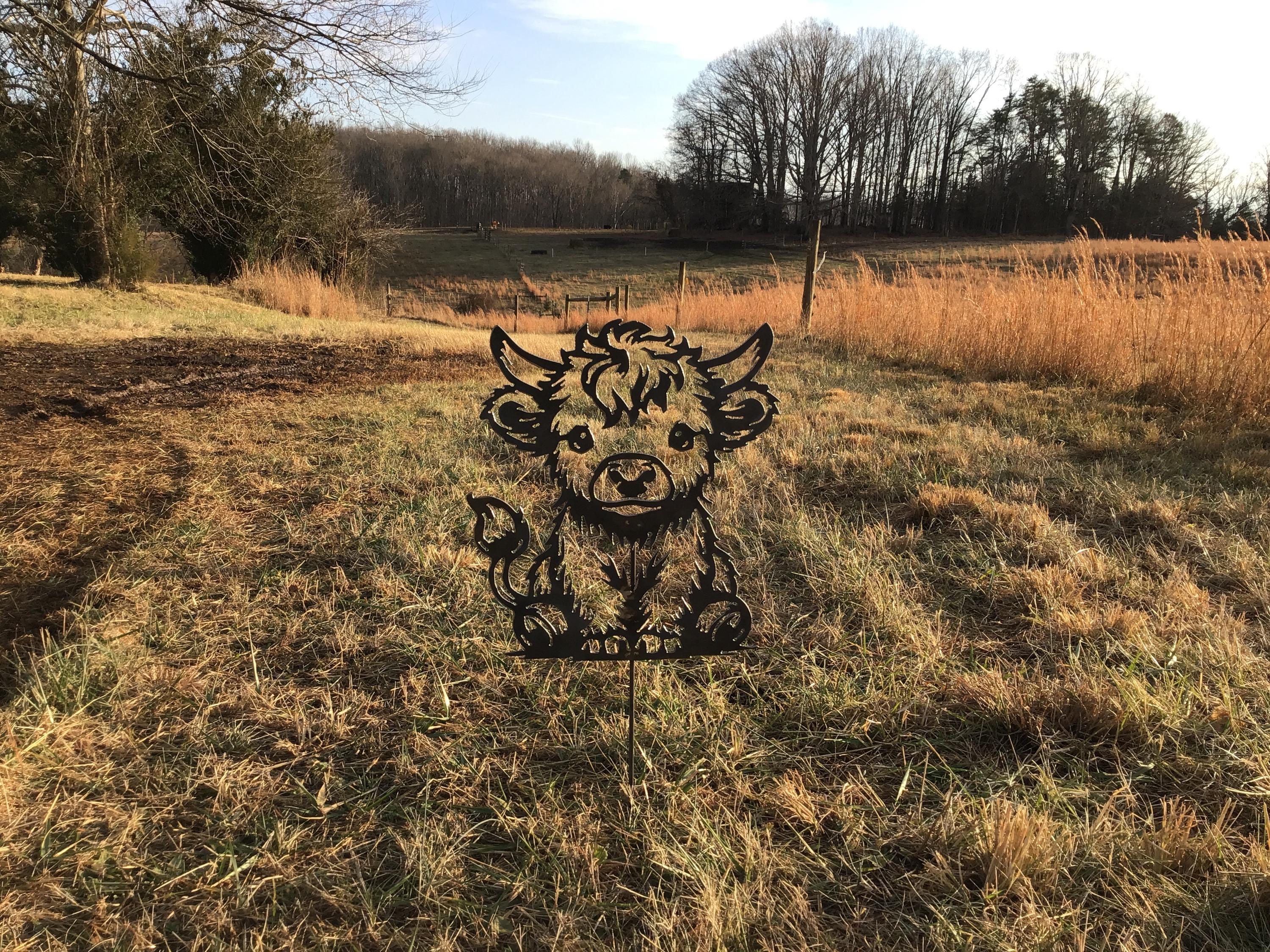 Highland Cow Garden Stake Yard Art Wall Art Cow Metal Art Farm Signs Home Decor