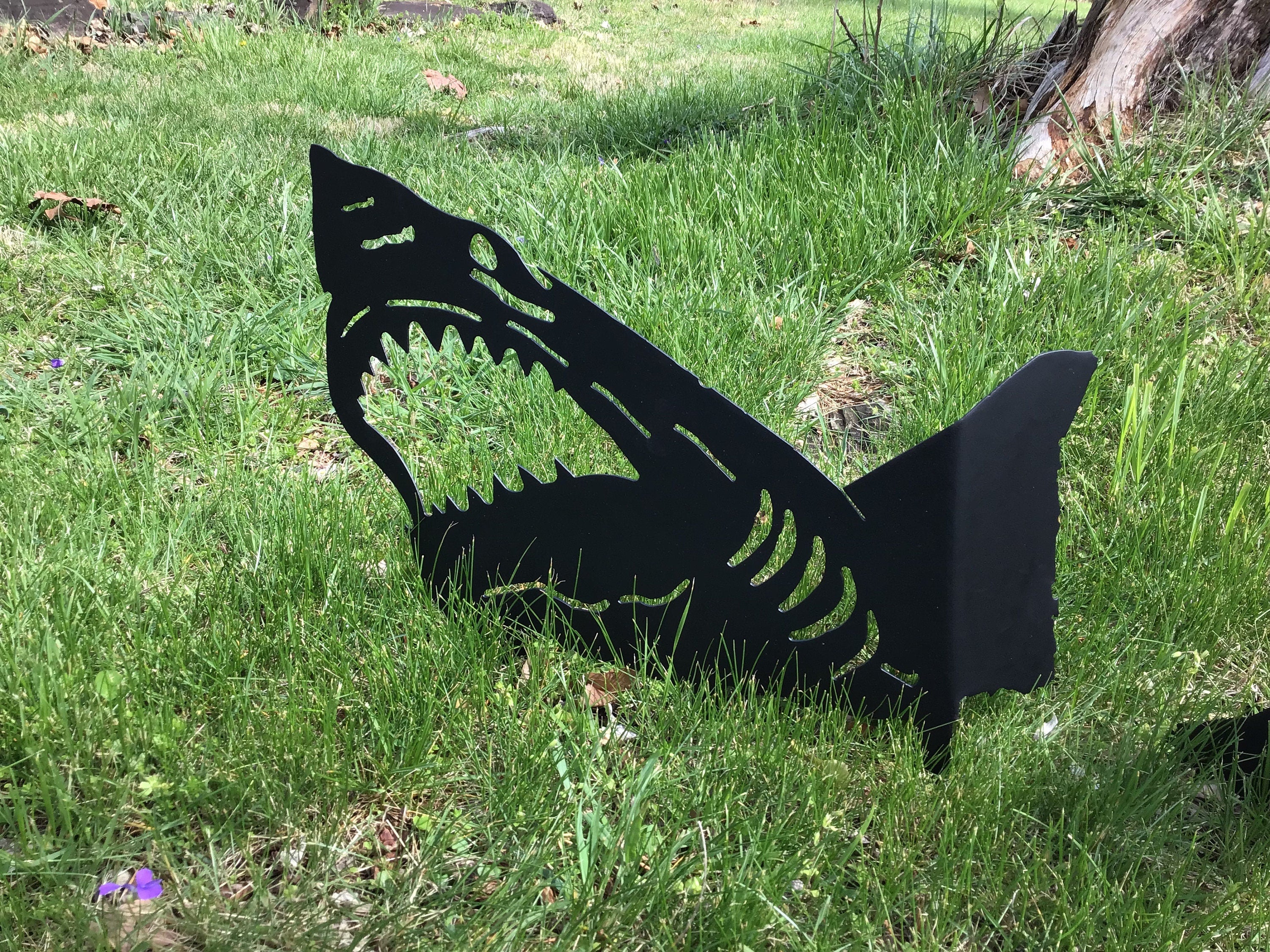 Shark Garden Stakes Great White Shark Yard Art Metal Art Beachside Decor
