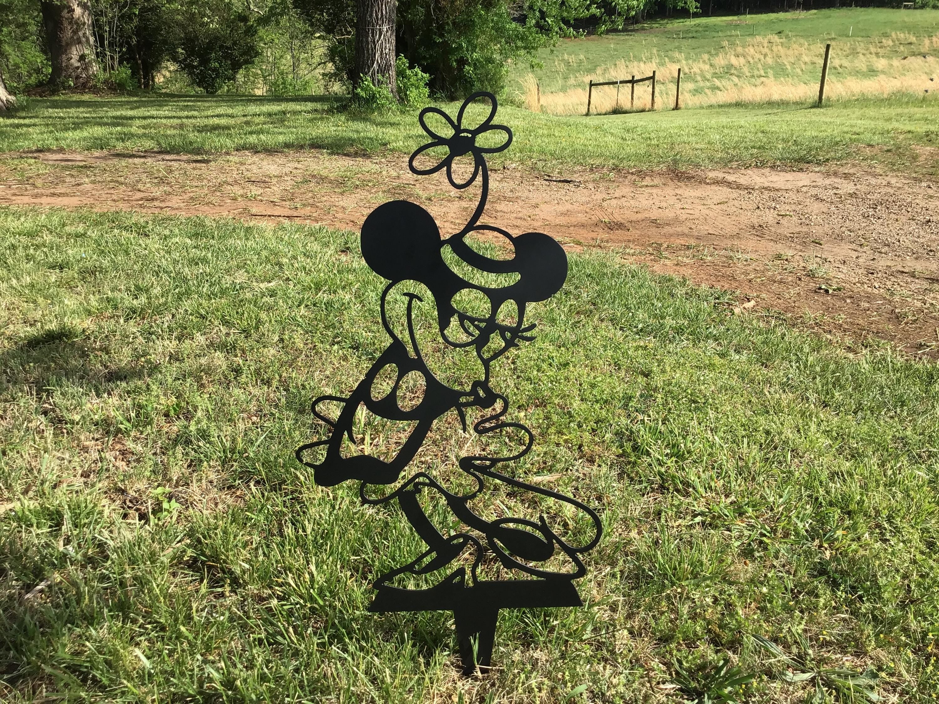 Minnie Mouse 1928 Style Garden Stake Yard Art Garden Metal Art Disney Garden Art