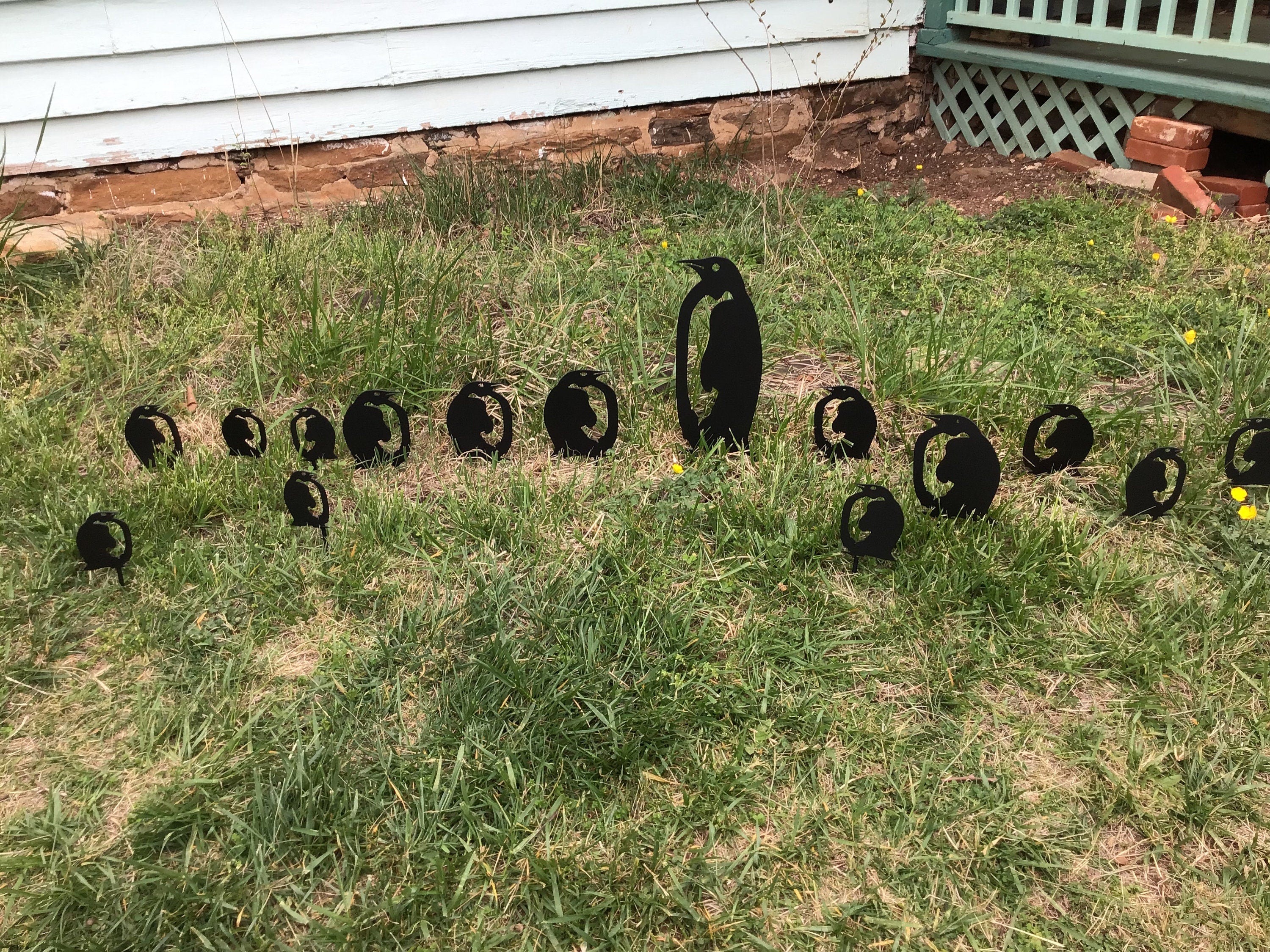 Penguin Garden Stakes Penguin Family Flower Bed Border Lawn Stakes