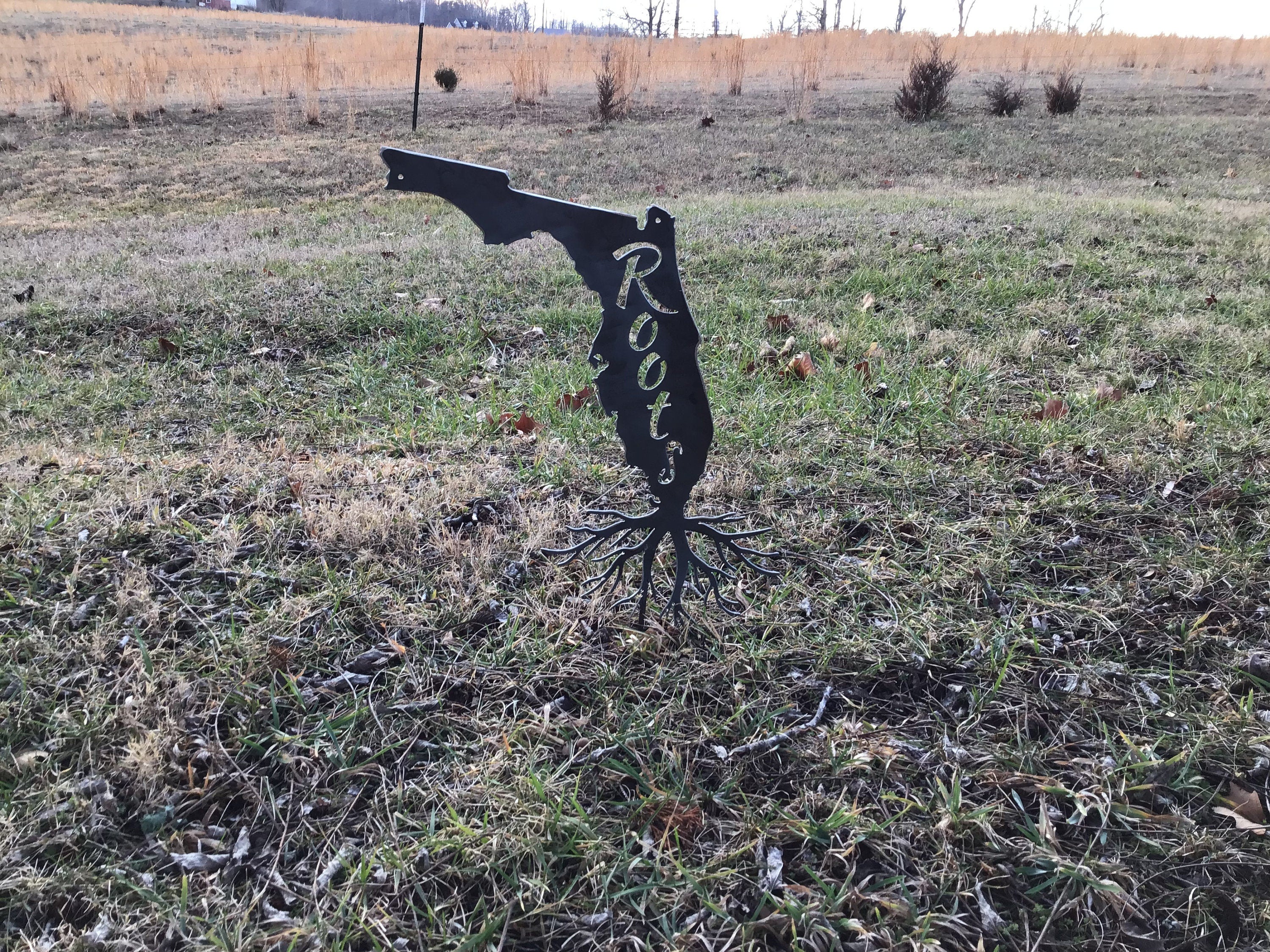 Florida Garden Stake Home Garden Art State of Florida Garden Stake Roots Yard Art Putting Down Roots Garden Ornament Forever Home