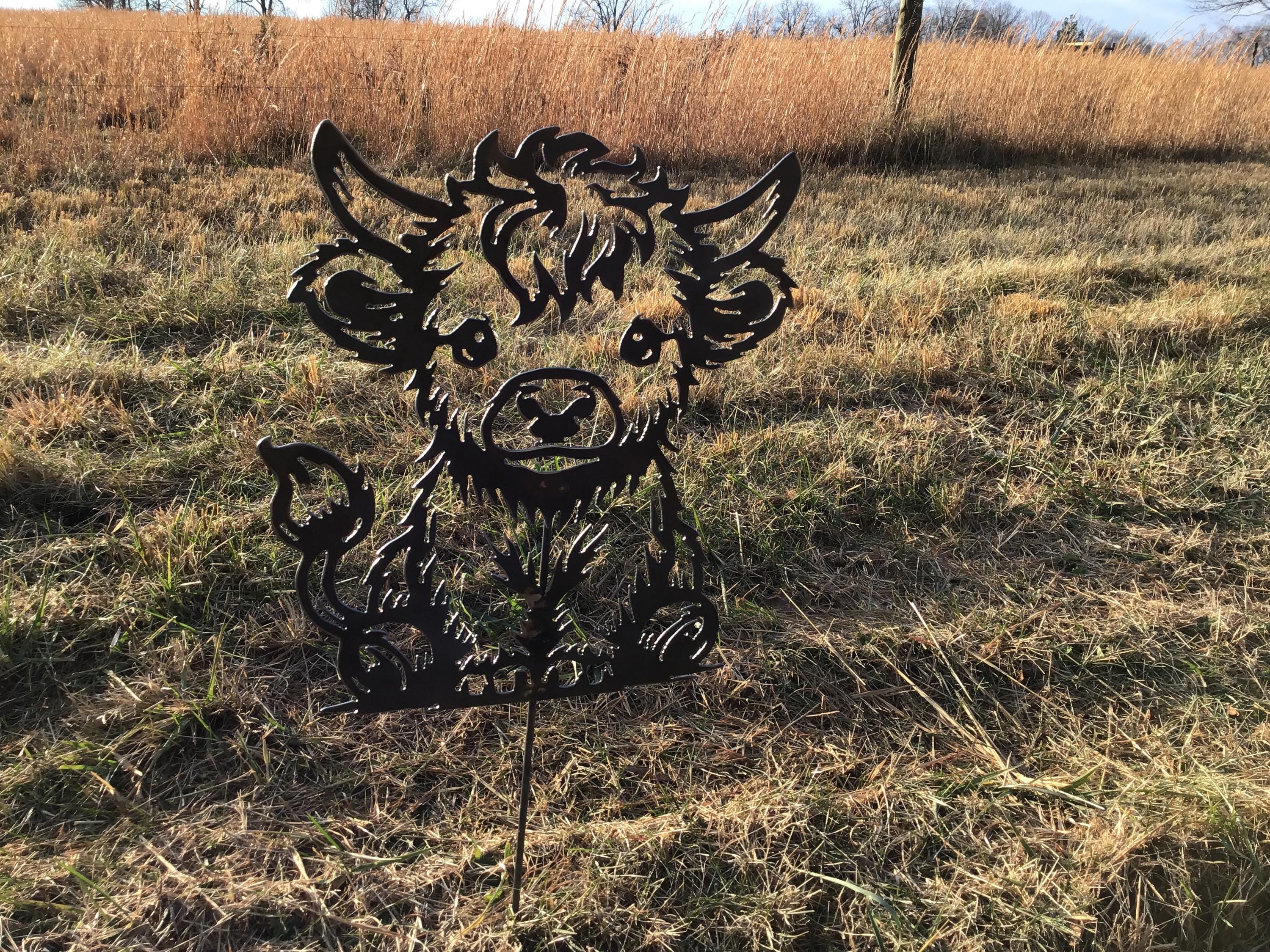 Highland Cow Garden Stake Yard Art Wall Art Cow Metal Art Farm Signs Home Decor