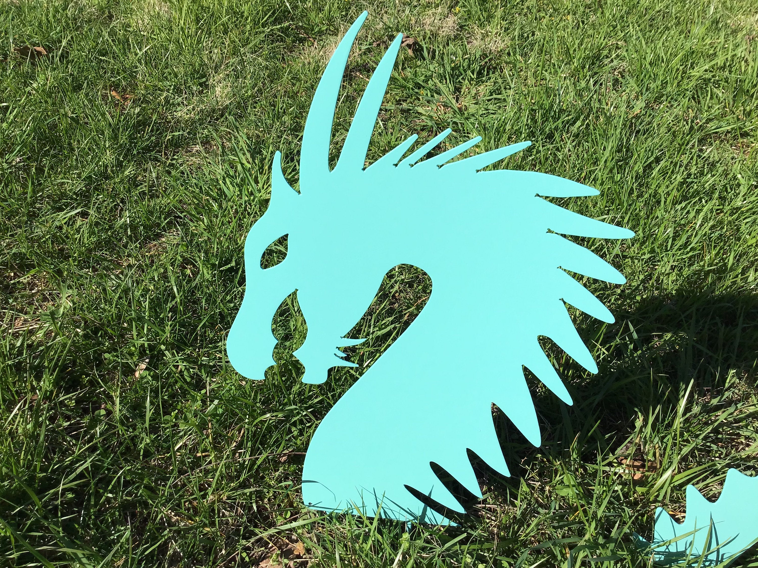 Large Dragon Garden Stakes Seafoam Yard Art Landscape Design Garden Decor Sea Serpent