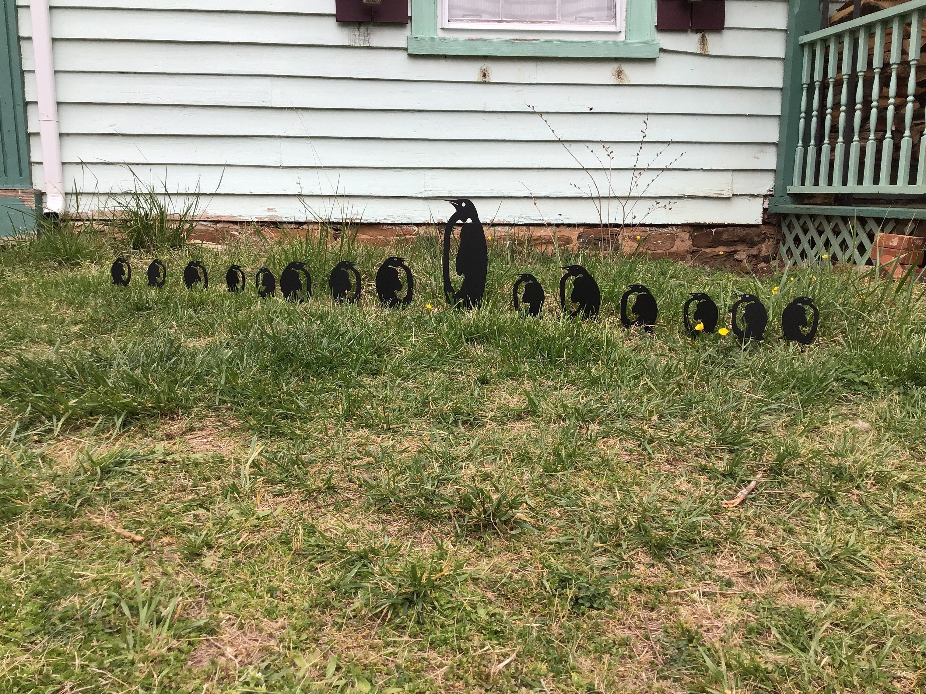 Penguin Garden Stakes Penguin Family Flower Bed Border Lawn Stakes