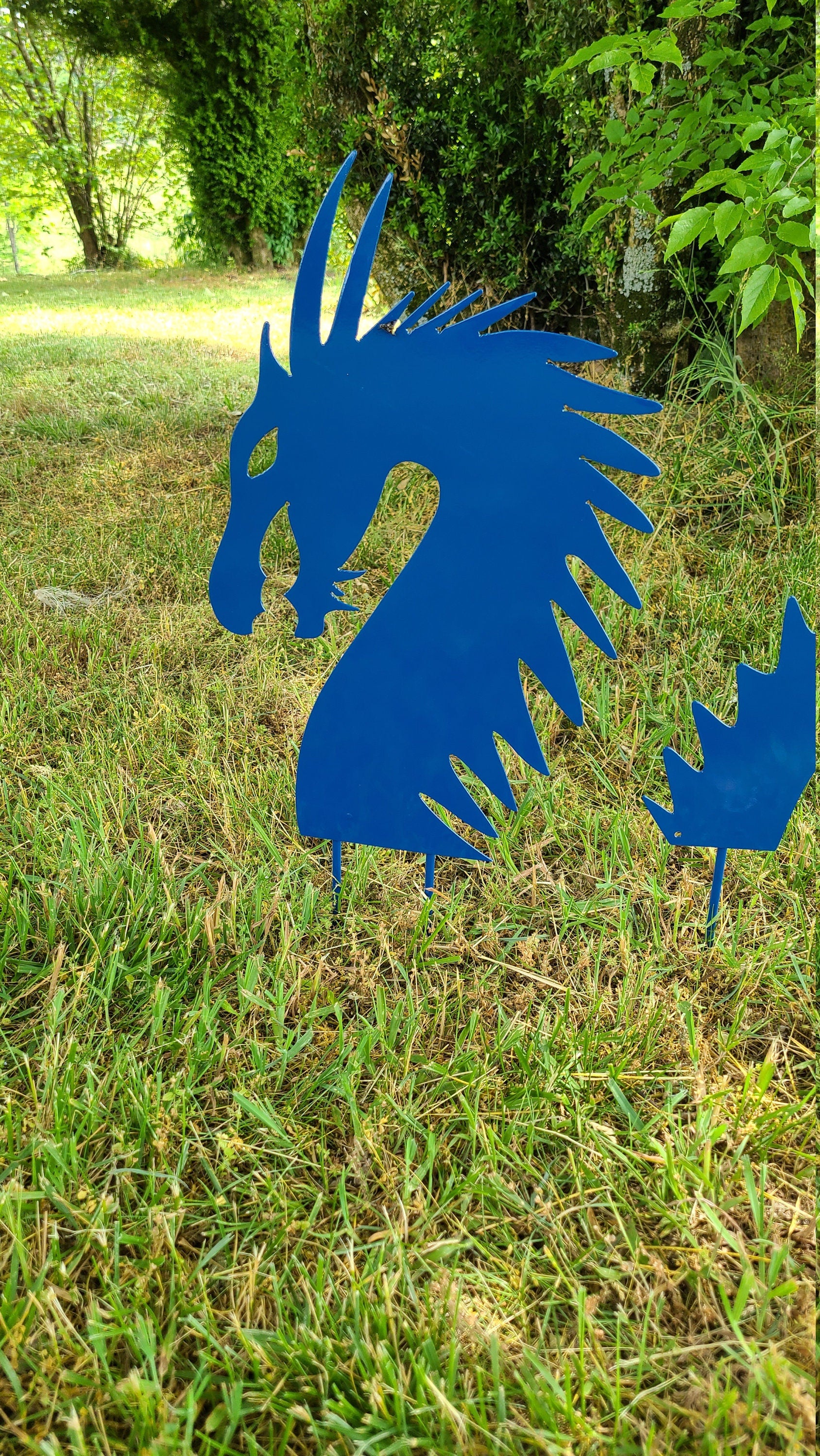 Dragon Garden Stakes 4 Piece Set Yard Art Garden Art Powder Coated Metal Art Lawn Decor Sea Monster Garden Accent