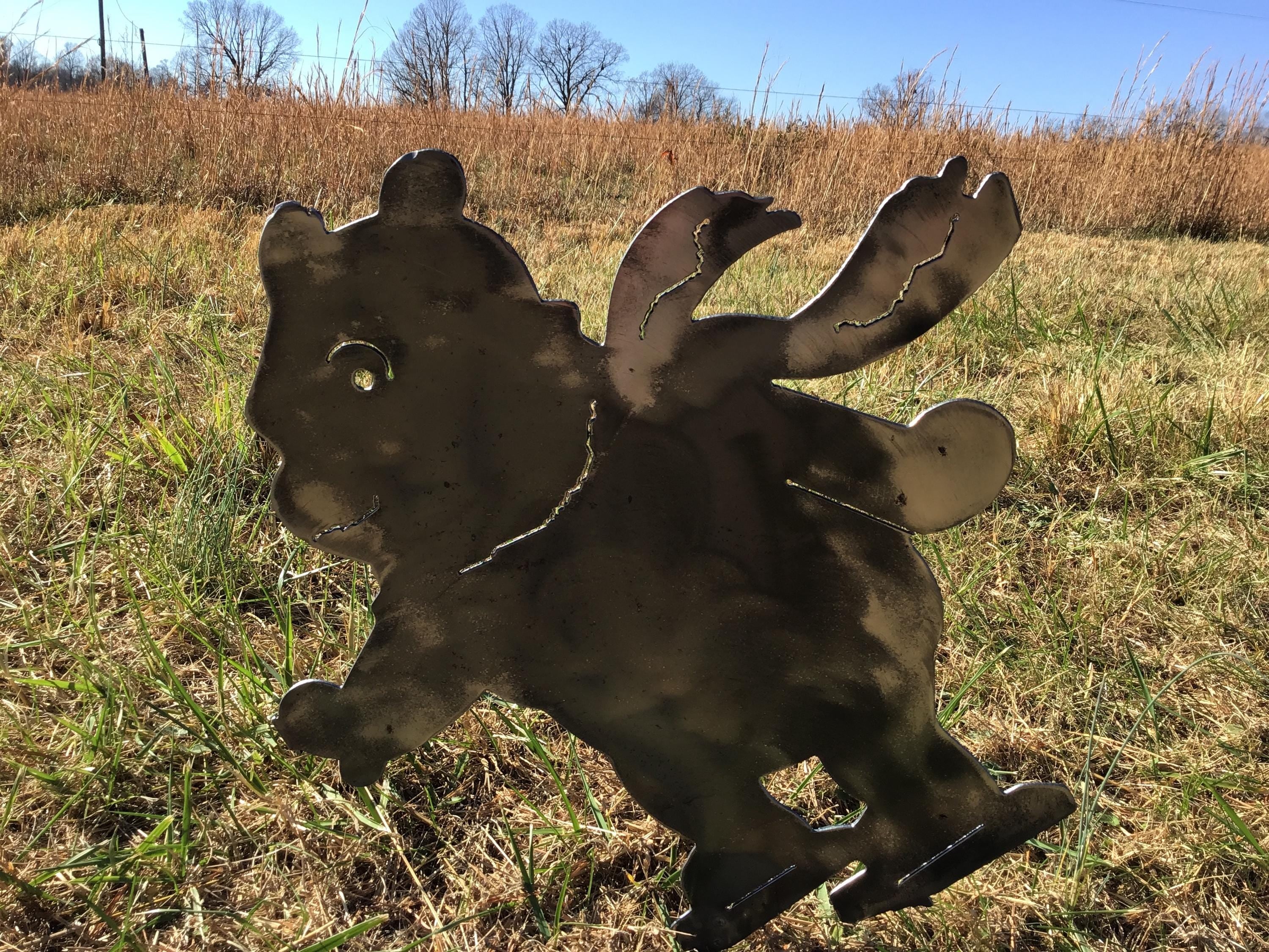 Winnie the Pooh Ice Skating Garden Stake Metal Art Yard Decor Holiday Decoration Home Gifts Garden Accents