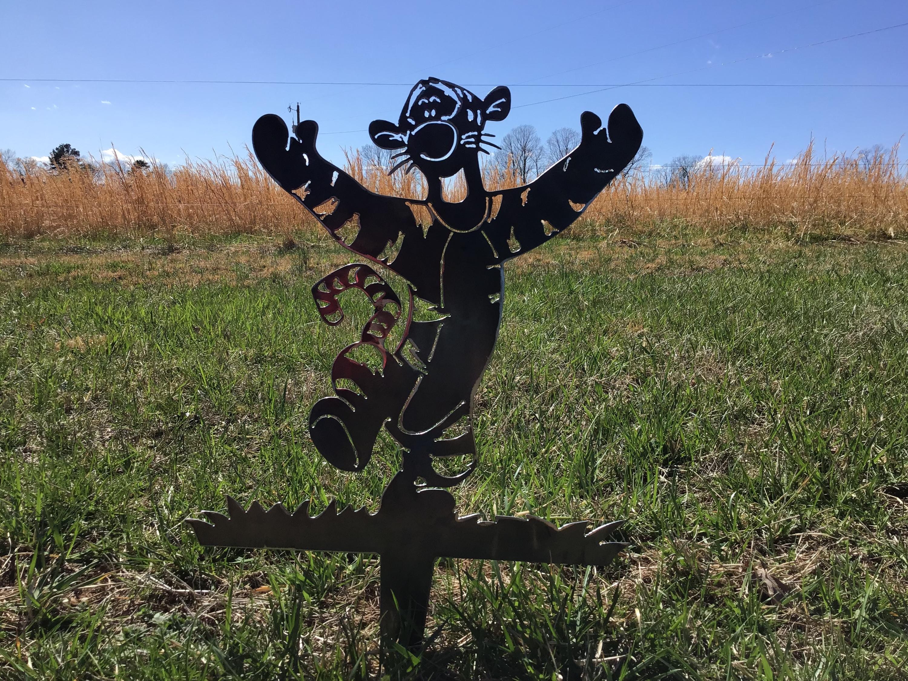 Tigger Garden Stake Tigger Yard Art Metal Art Metal Yard Art Home Accents Winnie the Pooh Garden Accessories Tigger Home Decor