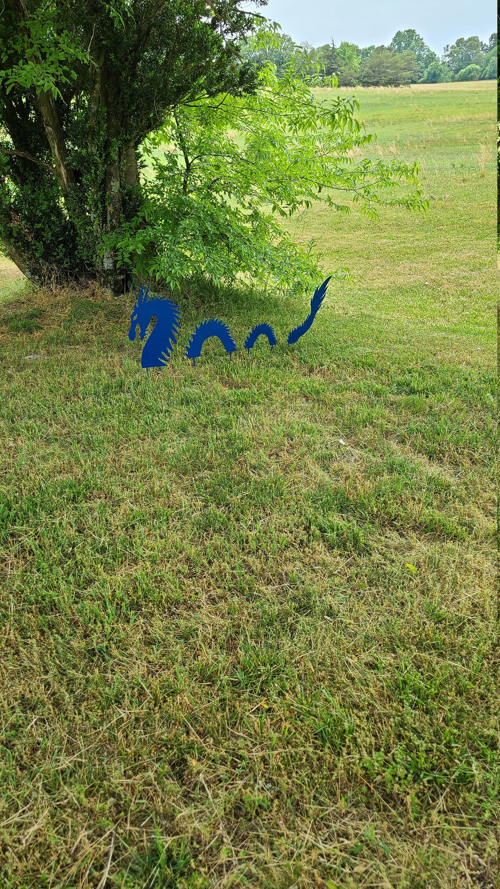 Dragon Garden Stakes 4 Piece Set Yard Art Garden Art Powder Coated Metal Art Lawn Decor Sea Monster Garden Accent