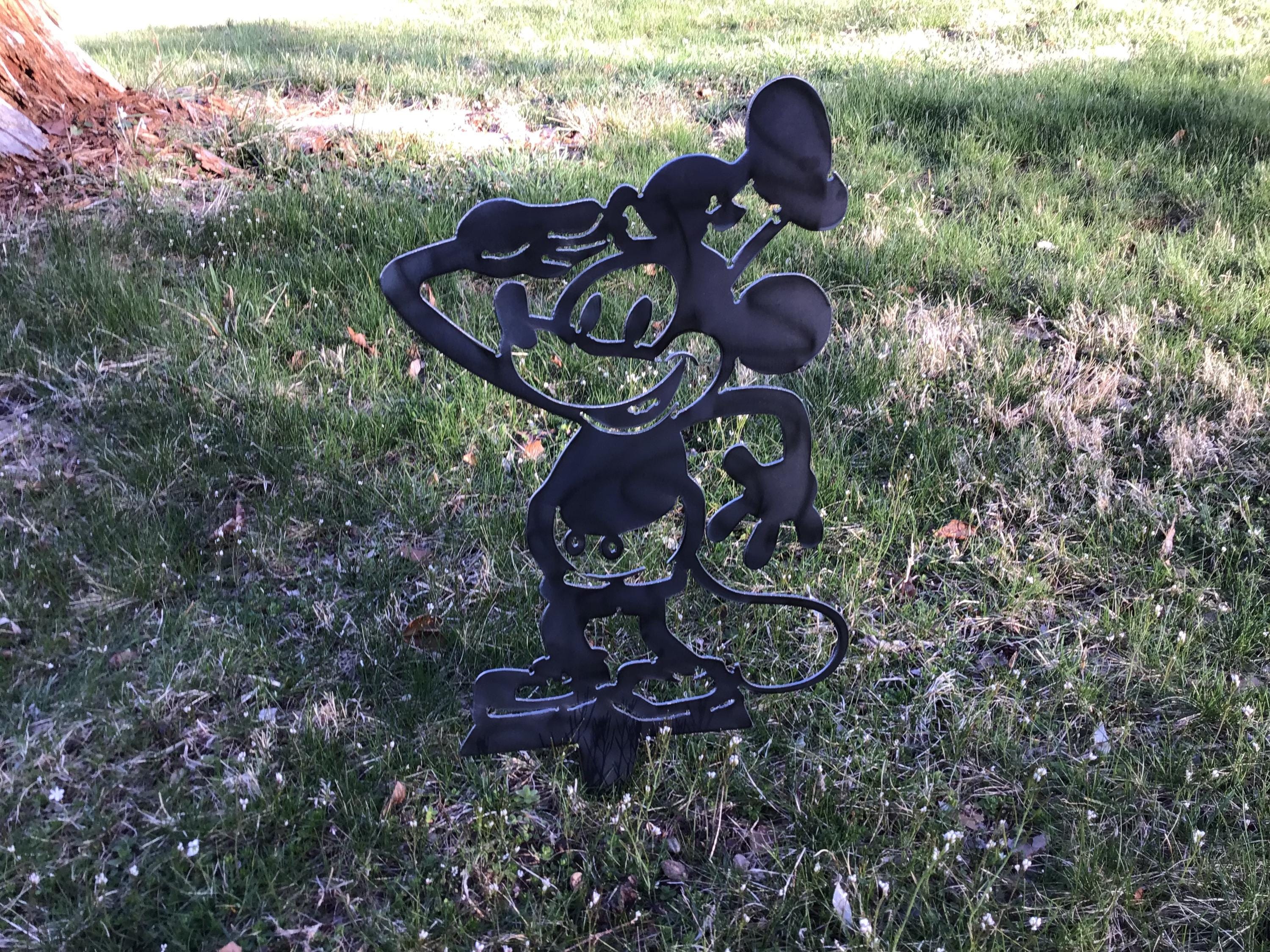 Steamboat Willie Yard Stake Garden Art Metal Art Metal Yard Art Disney Garden Stake Disney Metal Art Gardening Gifts Home Decor