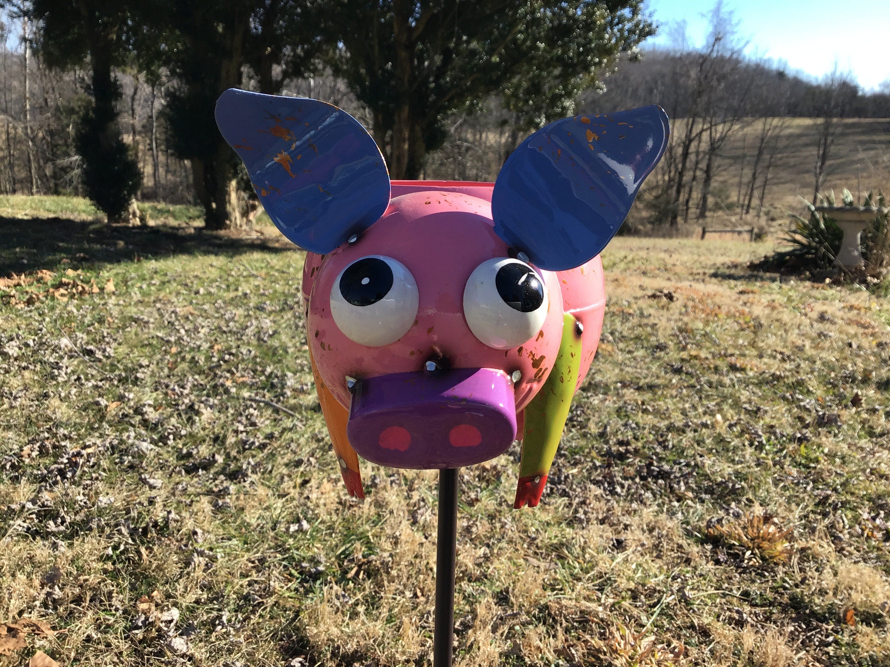 Pig Planter Garden Stake Pig Garden Decor Yard Art Small Planter Lawn Ornament Drink Holder