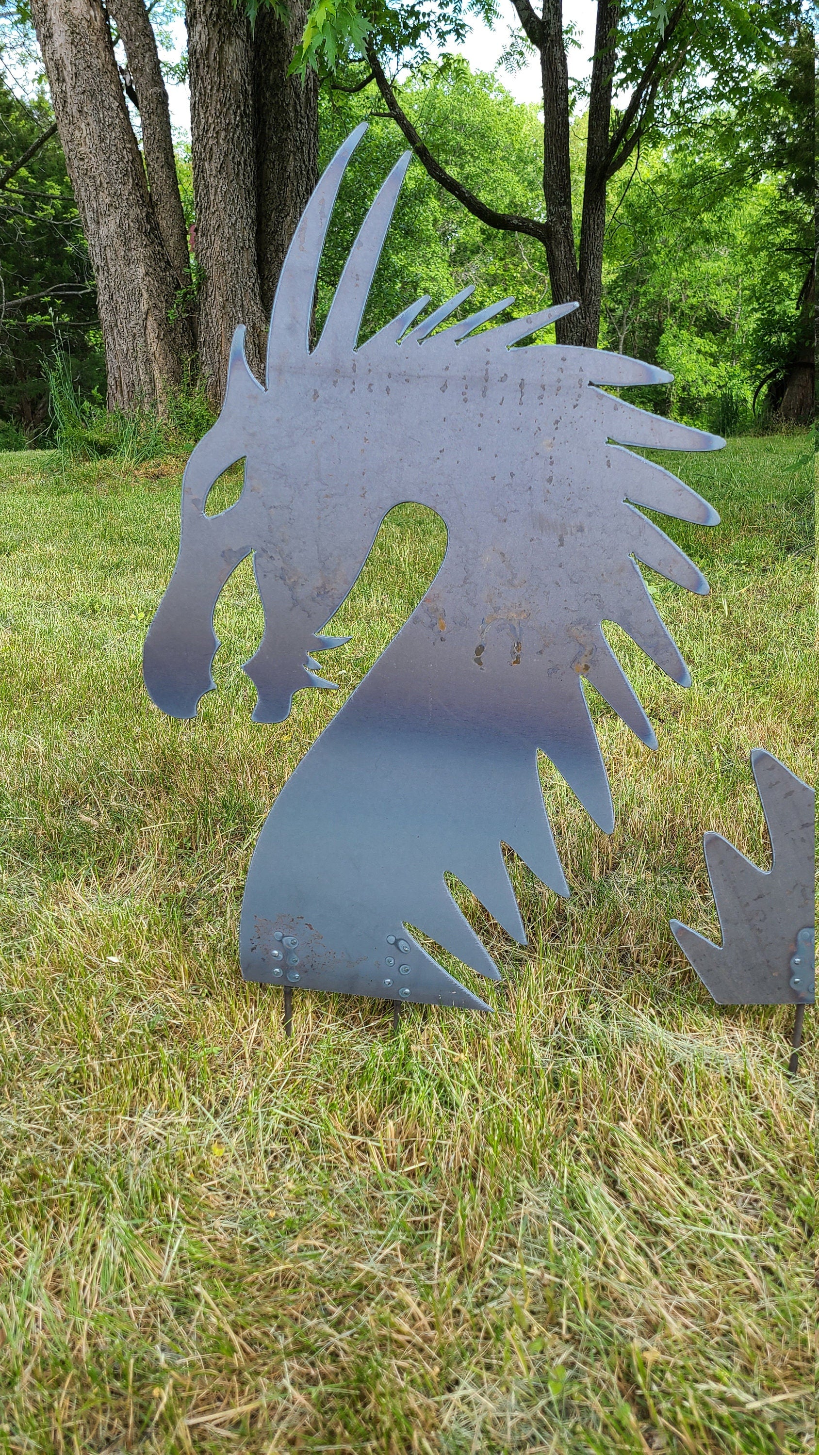 Giant Dragon Sea Monster Metal Garden Stakes Yard Decor