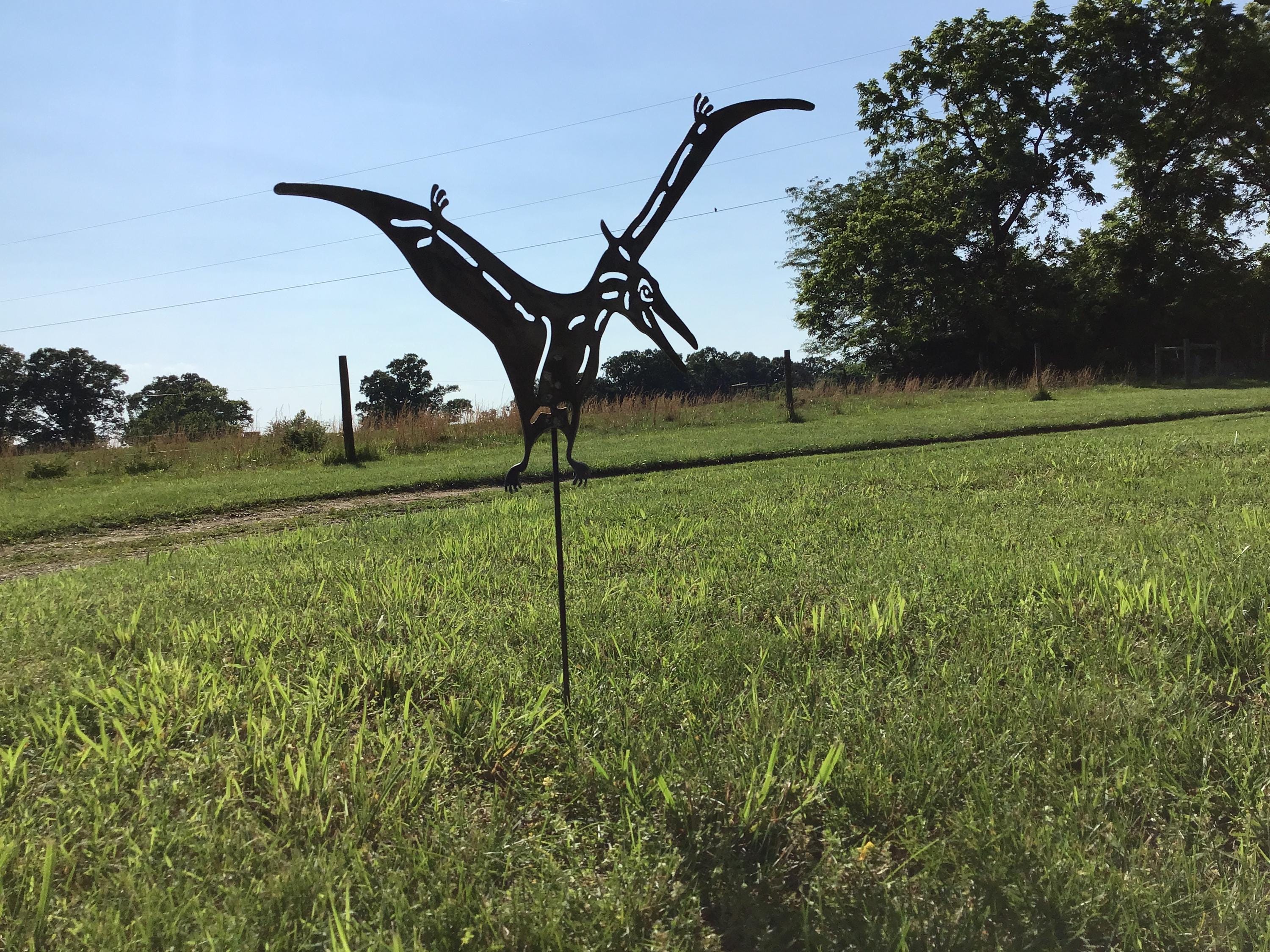 Pterodactyl Garden Stake Dinosaur Metal Art Dinosaur Yard Art Pterodactyl Garden Accents Jurassic Park