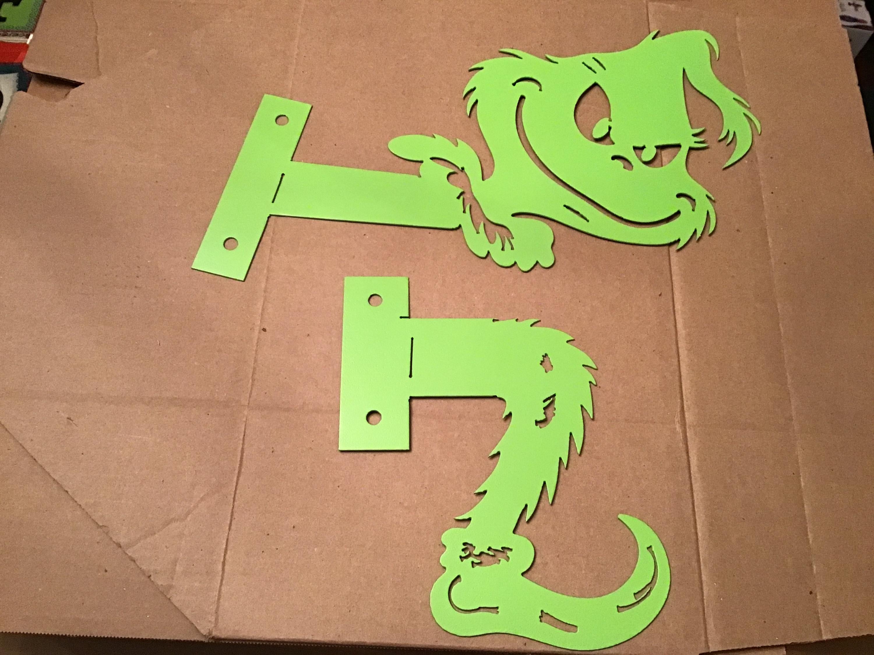 Grinch Metal Yard Art Indoor/Outdoor Christmas Decorations Grinch Metal Art 2 PC. Grinch Home Decor Grinch Green