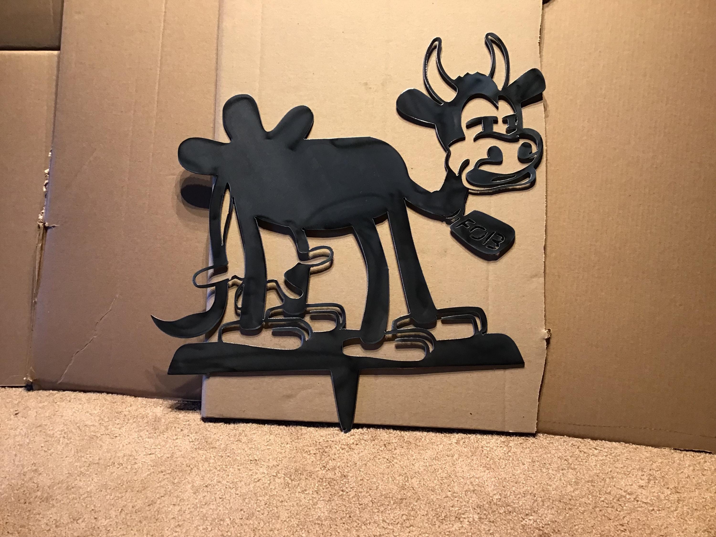 Steamboat Willie Cow Metal Art Garden Stakes Yard Decoration Disney Cow 1928 Disney Cow Garden Accent