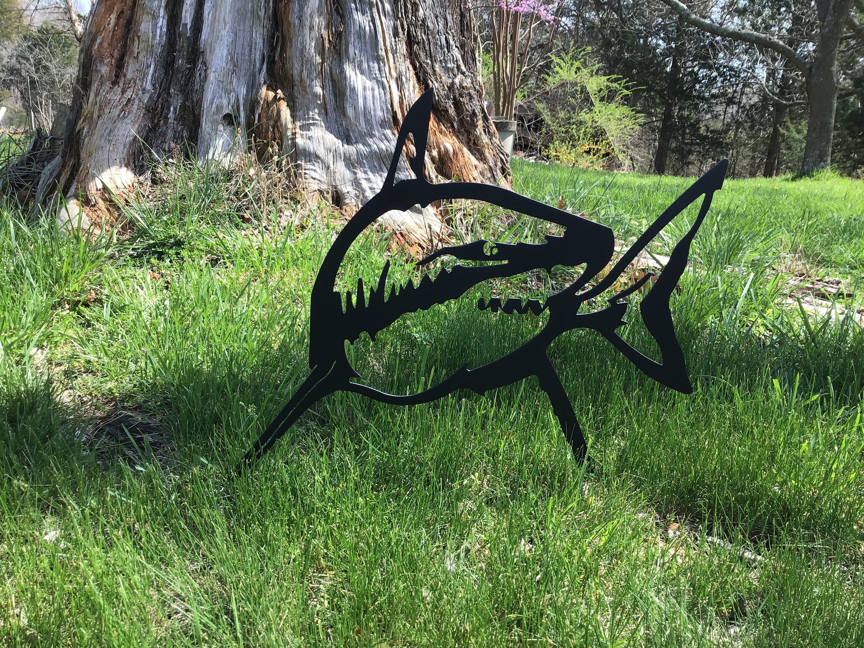 Shark Metal Art Shark Garden Stake Yard Art Metal Shark Garden Art