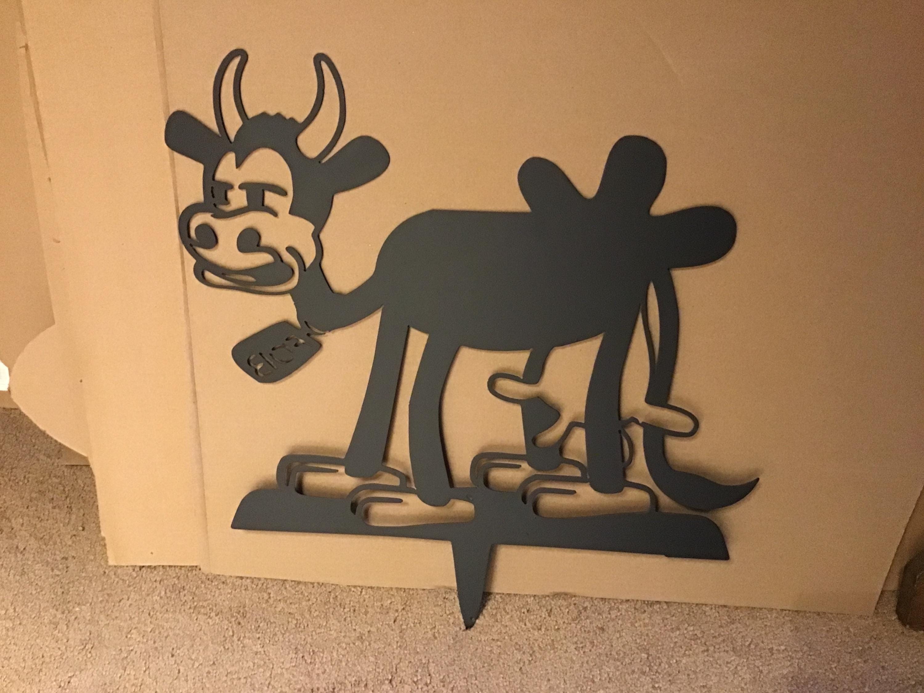 Steamboat Willie Cow Metal Art Garden Stakes Yard Decoration Disney Cow 1928 Disney Cow Garden Accent