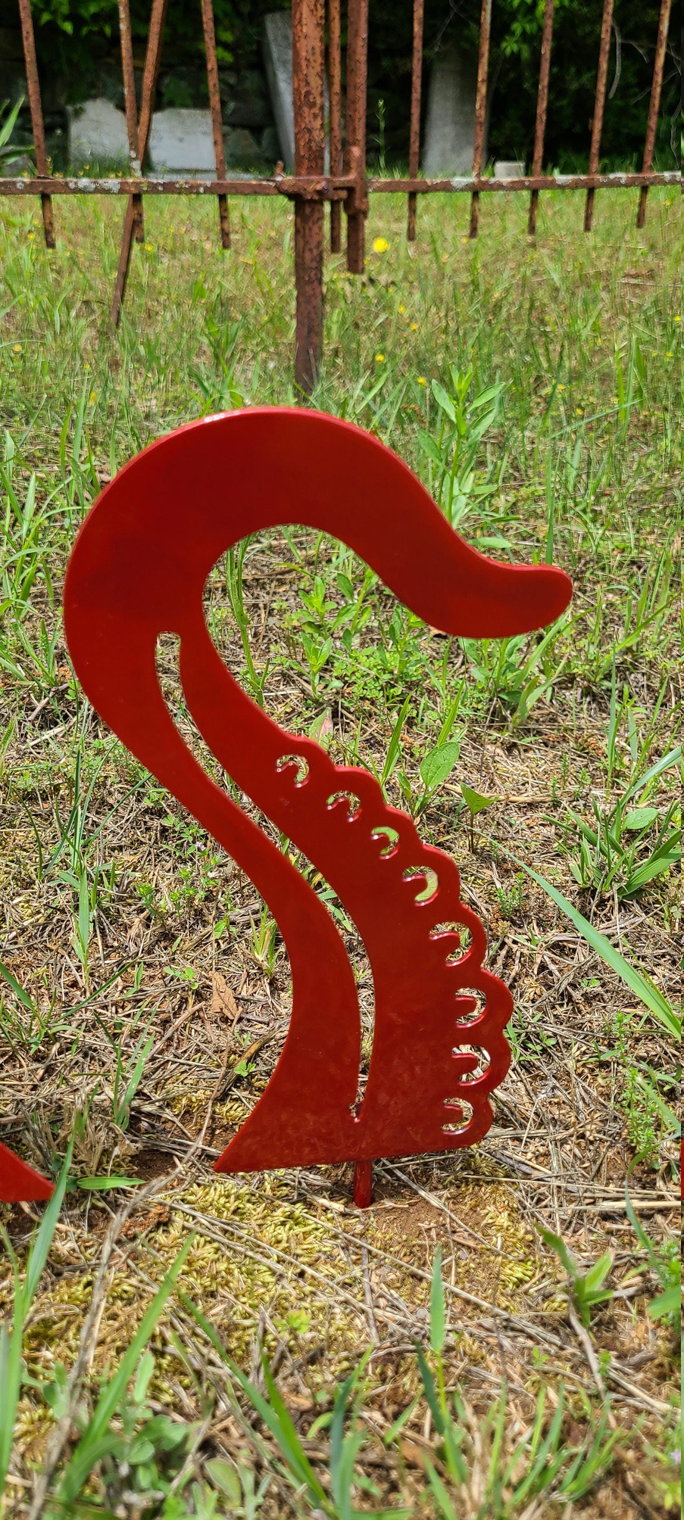 Octopus Metal Garden Stakes 5 Piece Red Powder Coat Metal Yard Art Home Decor Octopus Garden Octopus Metal Yard Art
