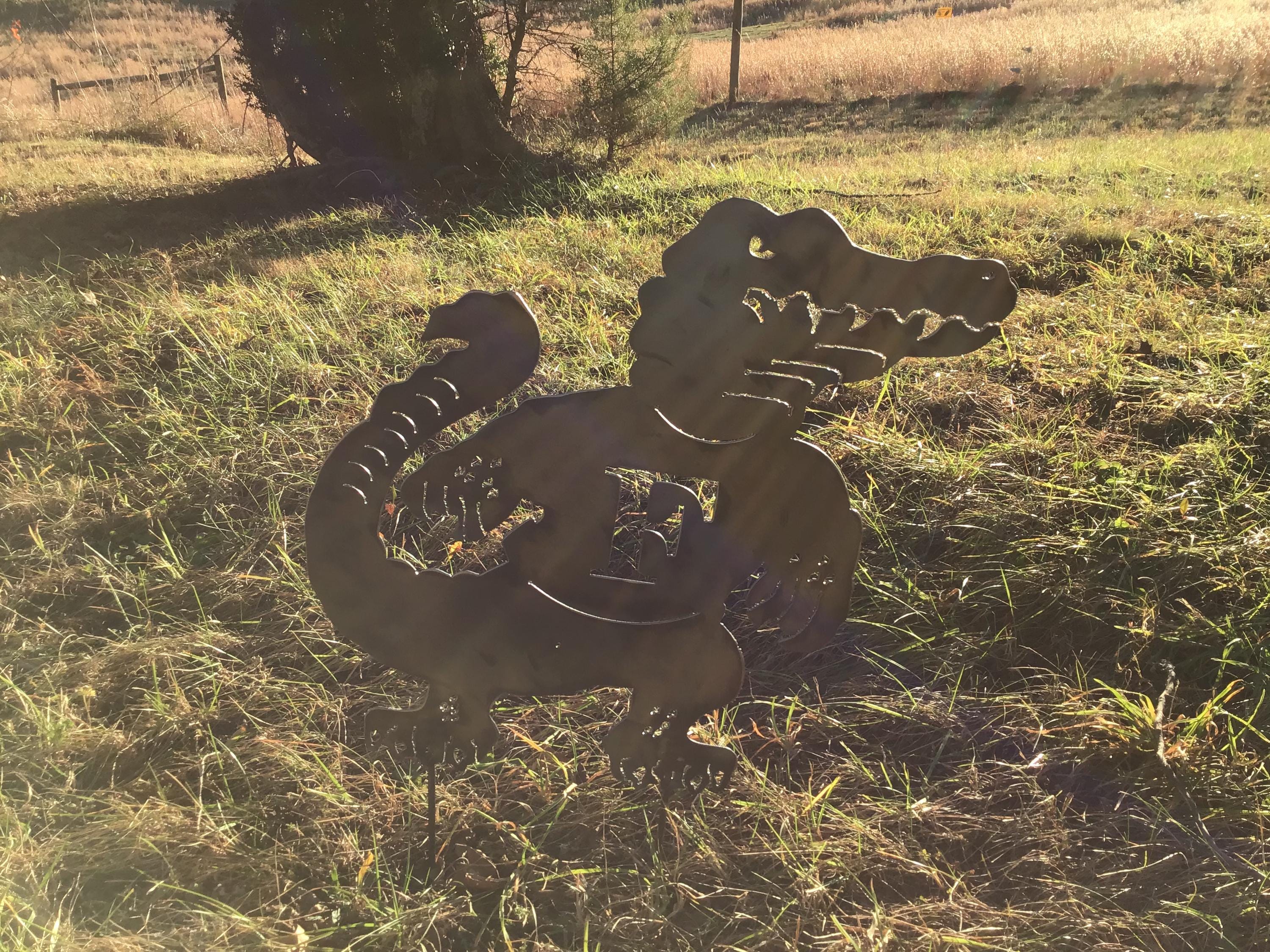 UF Gator Garden Stake Gators Yard Art Florida Alligator Metal Art Home Decor Garden Accessories Gator Sign