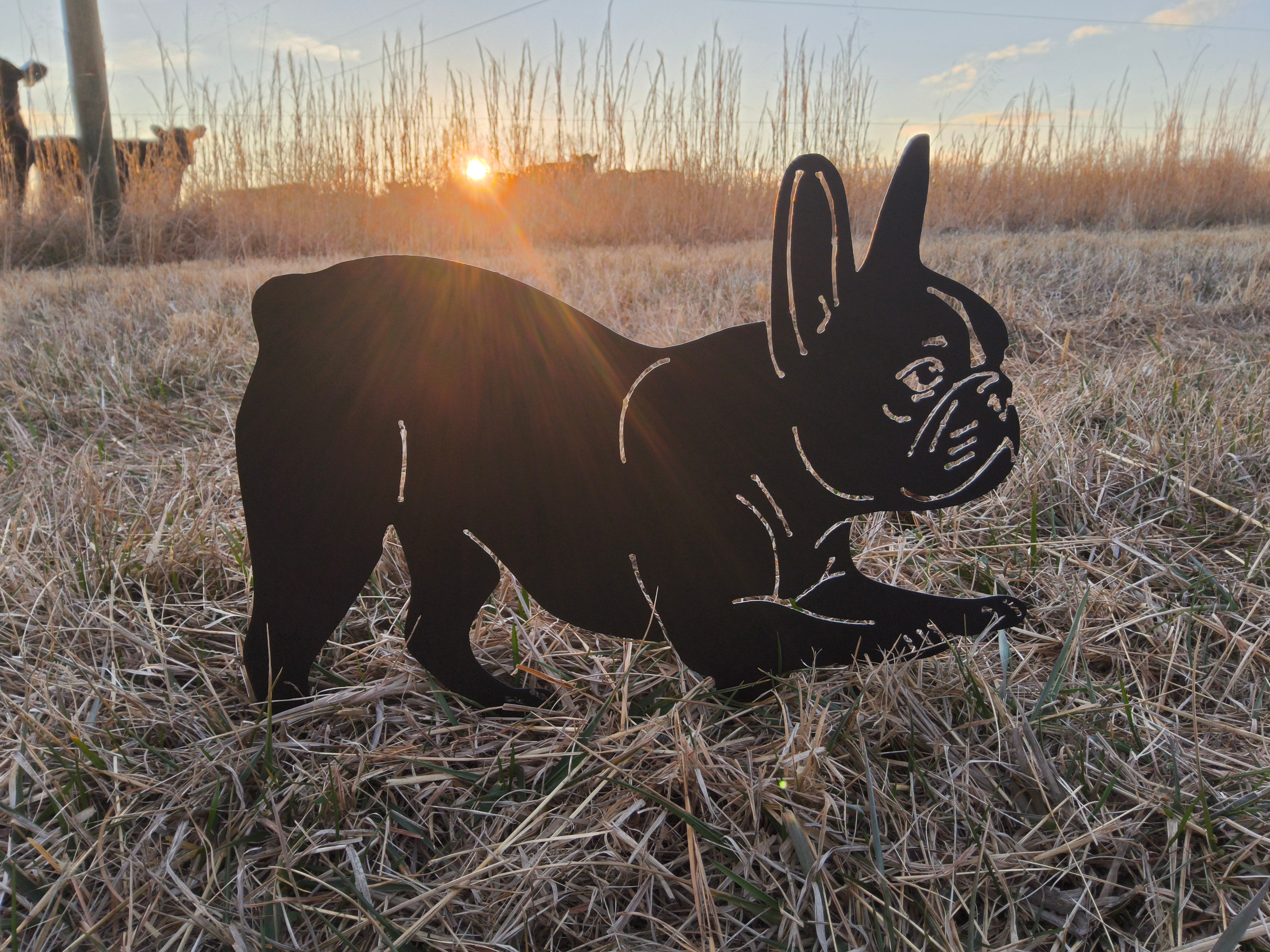 French Bulldog Metal Garden Stake