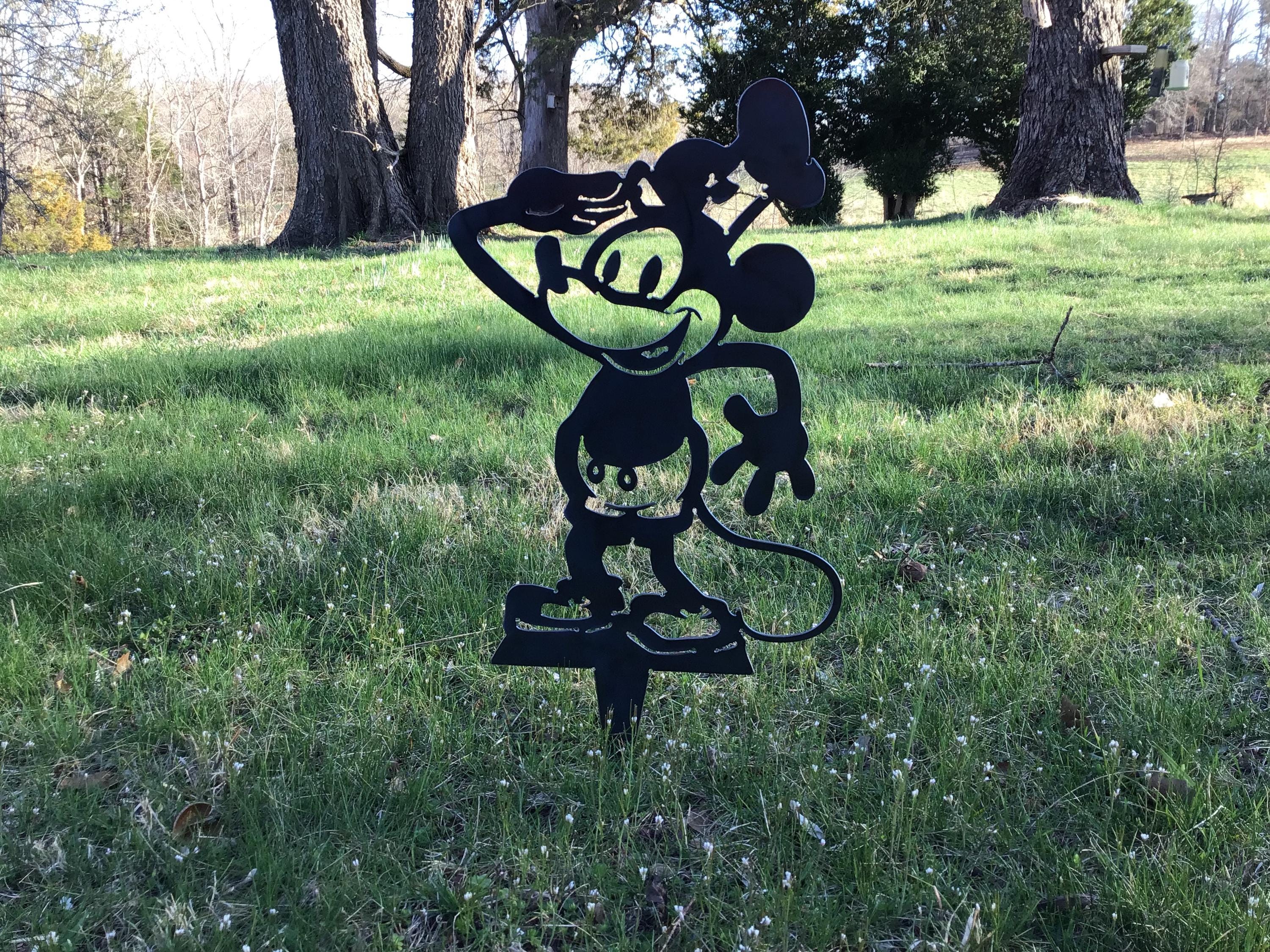 Steamboat Willie Yard Stake Garden Art Metal Art Metal Yard Art Disney Garden Stake Disney Metal Art Gardening Gifts Home Decor