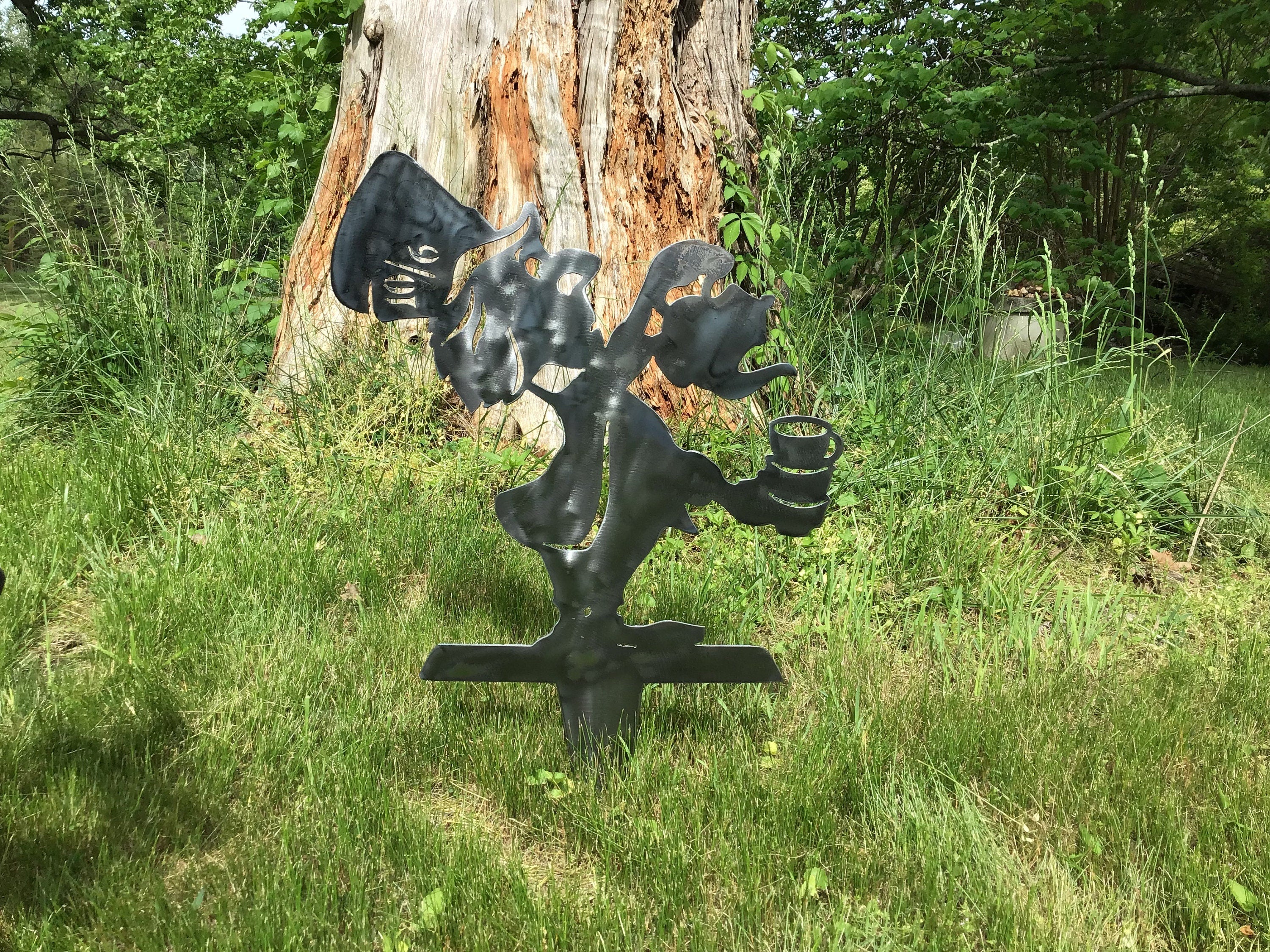 Mad Hatter Garden Stake Alice in Wonderland Yard Art Home Accents Yard Stakes