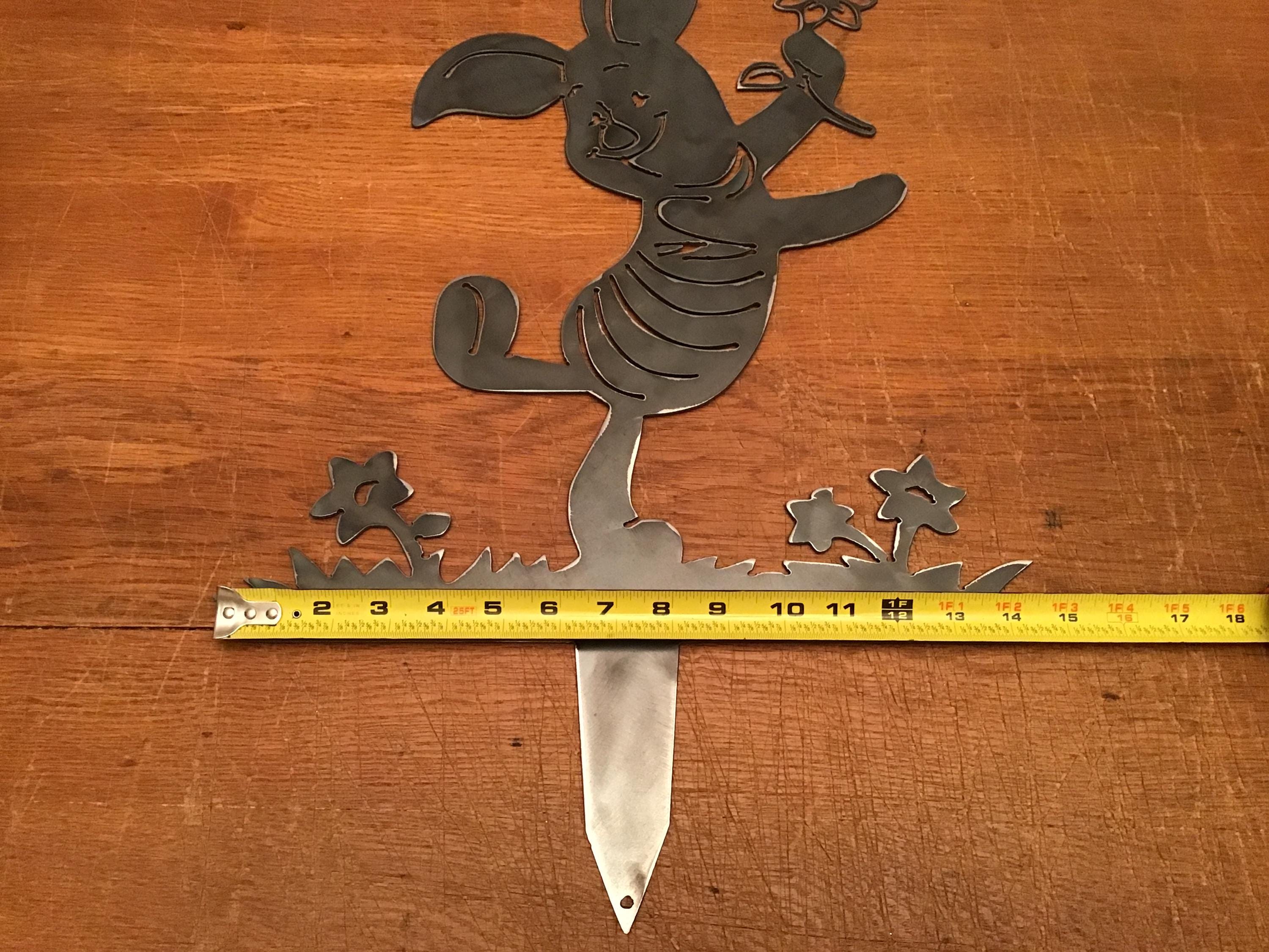 Piglet Garden Stake Winnie the Pooh Yard Art Pig Garden Accents Home Decor Garden Tools Housewarming Gift Piglet Metal Art