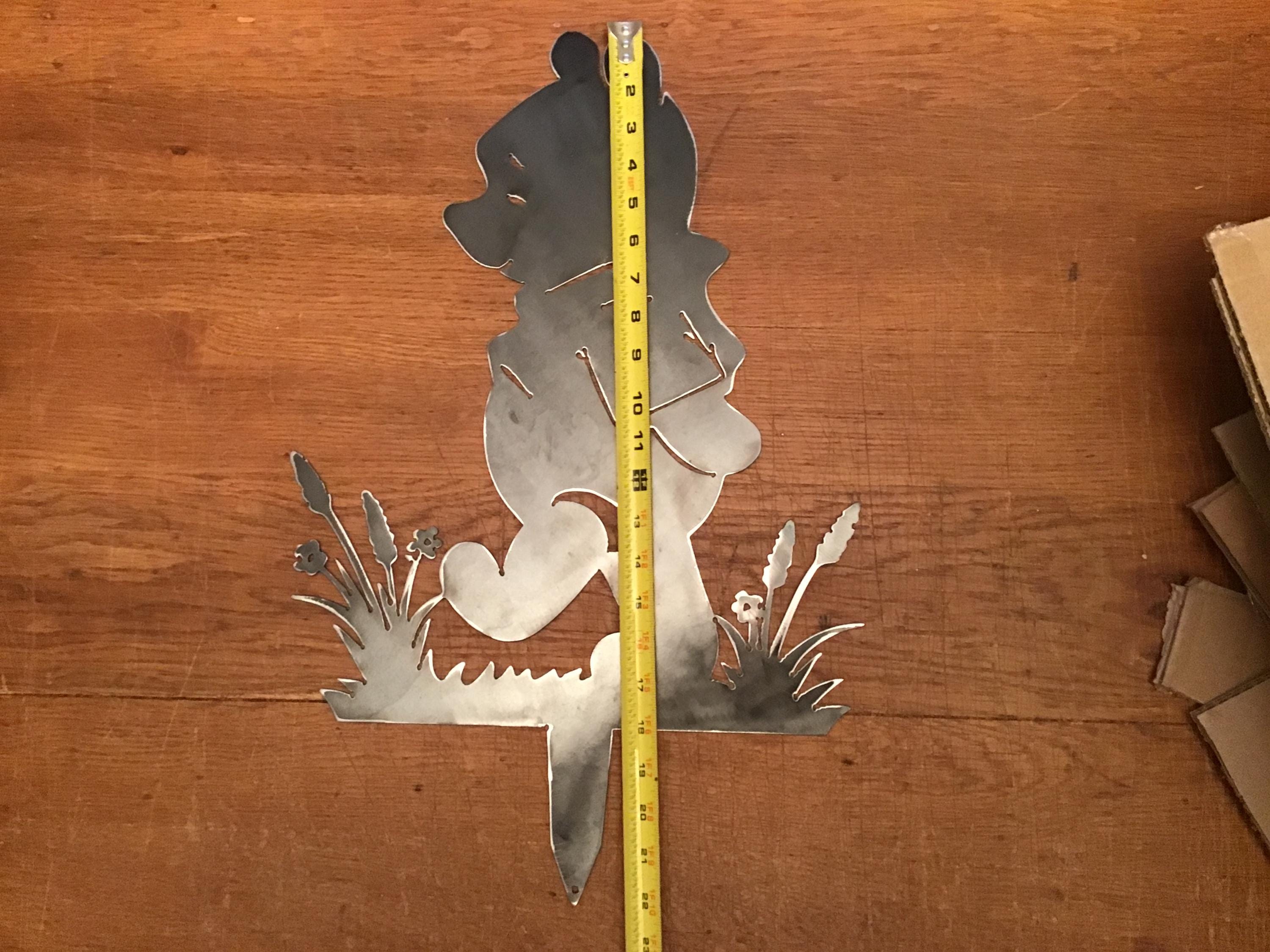 Winnie the Pooh Garden Stake Yard Art Metal Art Pooh Bear Winnie the Pooh Home Decor Garden Accents